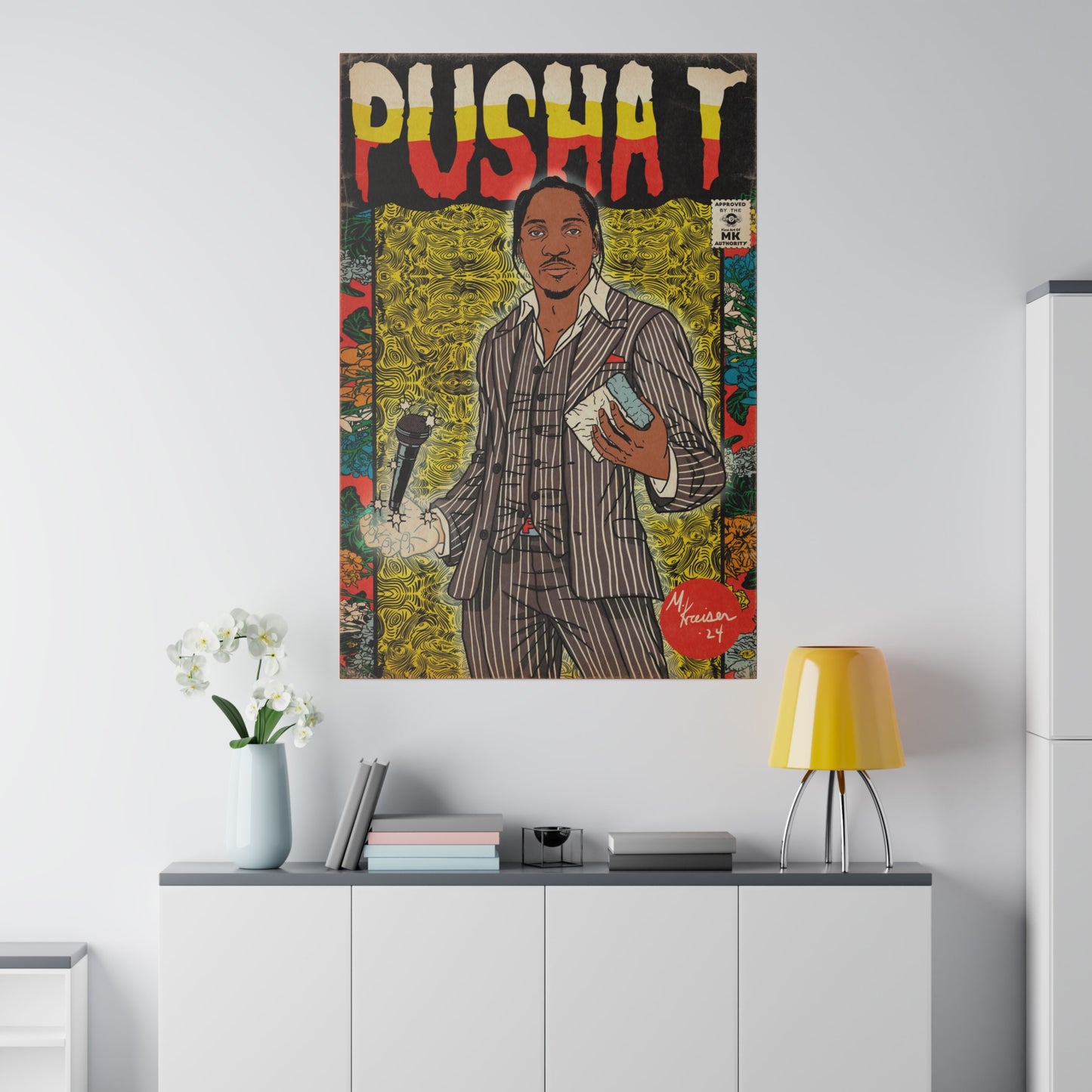 Pusha T - Comic Book Art - Matte Canvas, Stretched, 0.75"