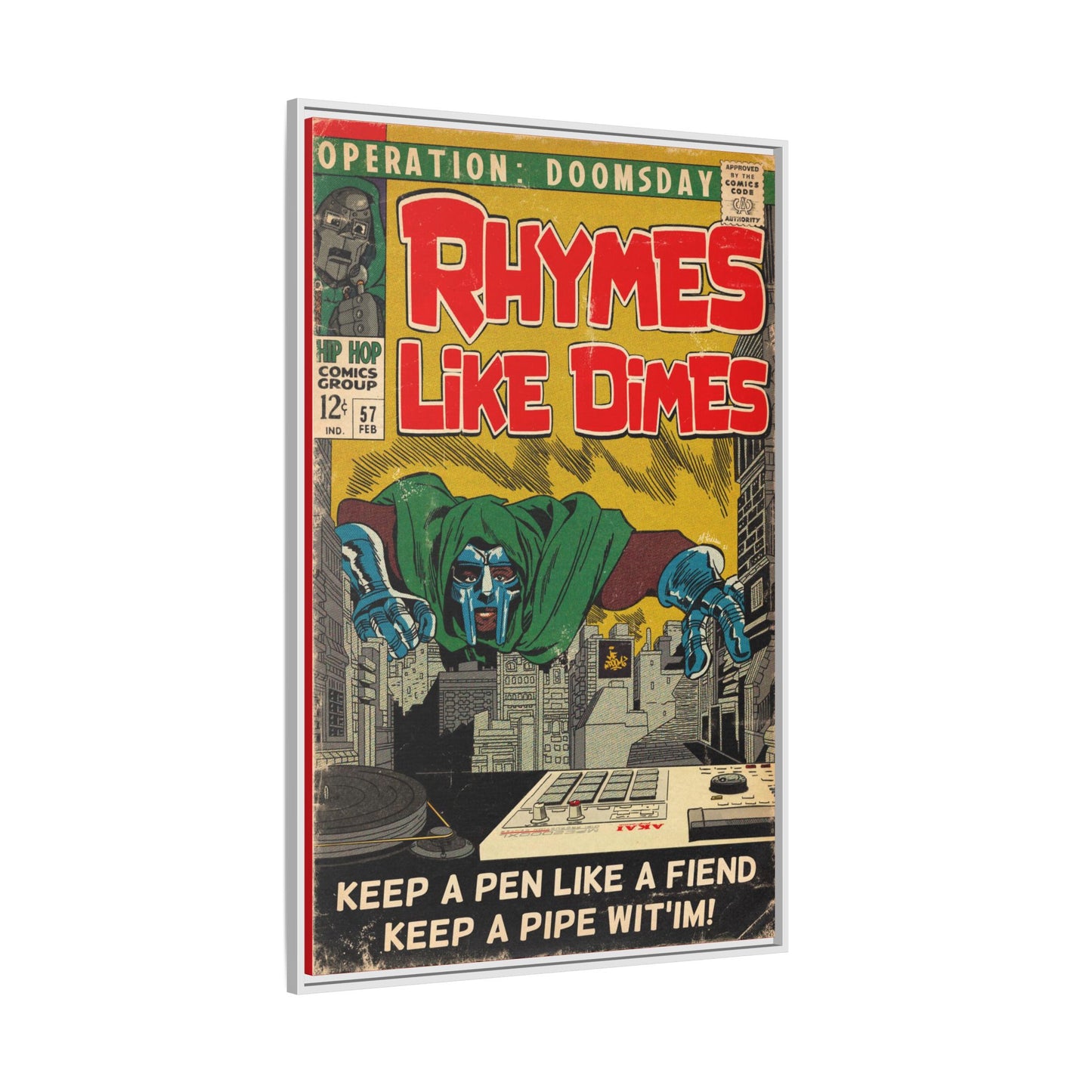 MF DOOM - Rhymes Like Dimes - Gallery Canvas Wraps, Vertical Frame