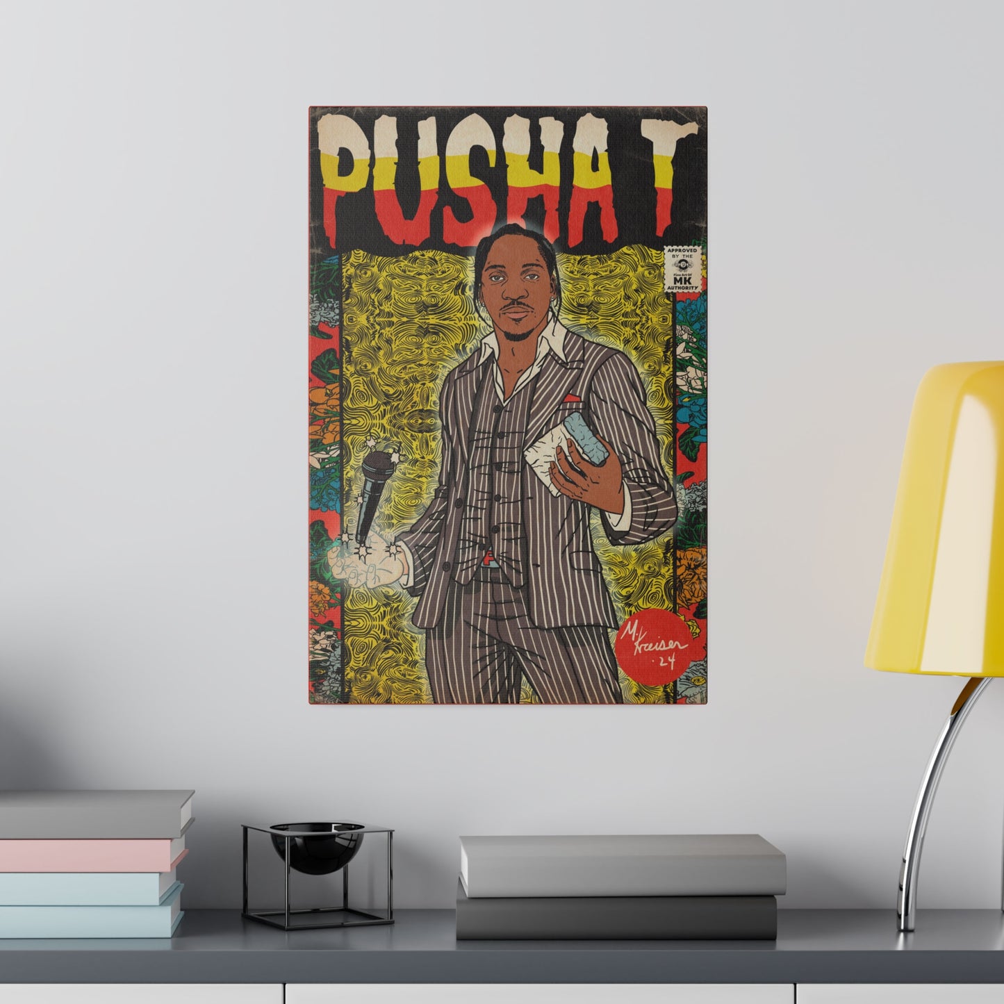 Pusha T - Comic Book Art - Matte Canvas, Stretched, 0.75"