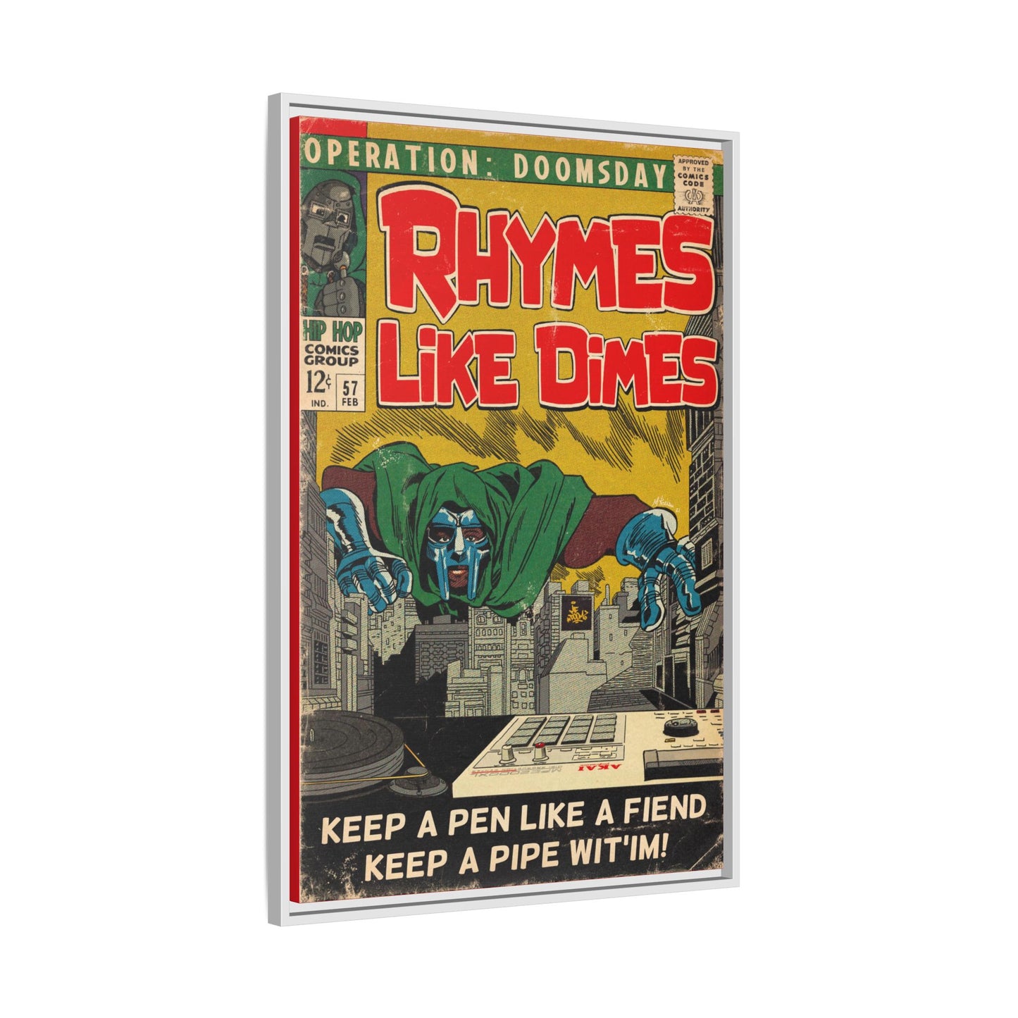 MF DOOM - Rhymes Like Dimes - Gallery Canvas Wraps, Vertical Frame