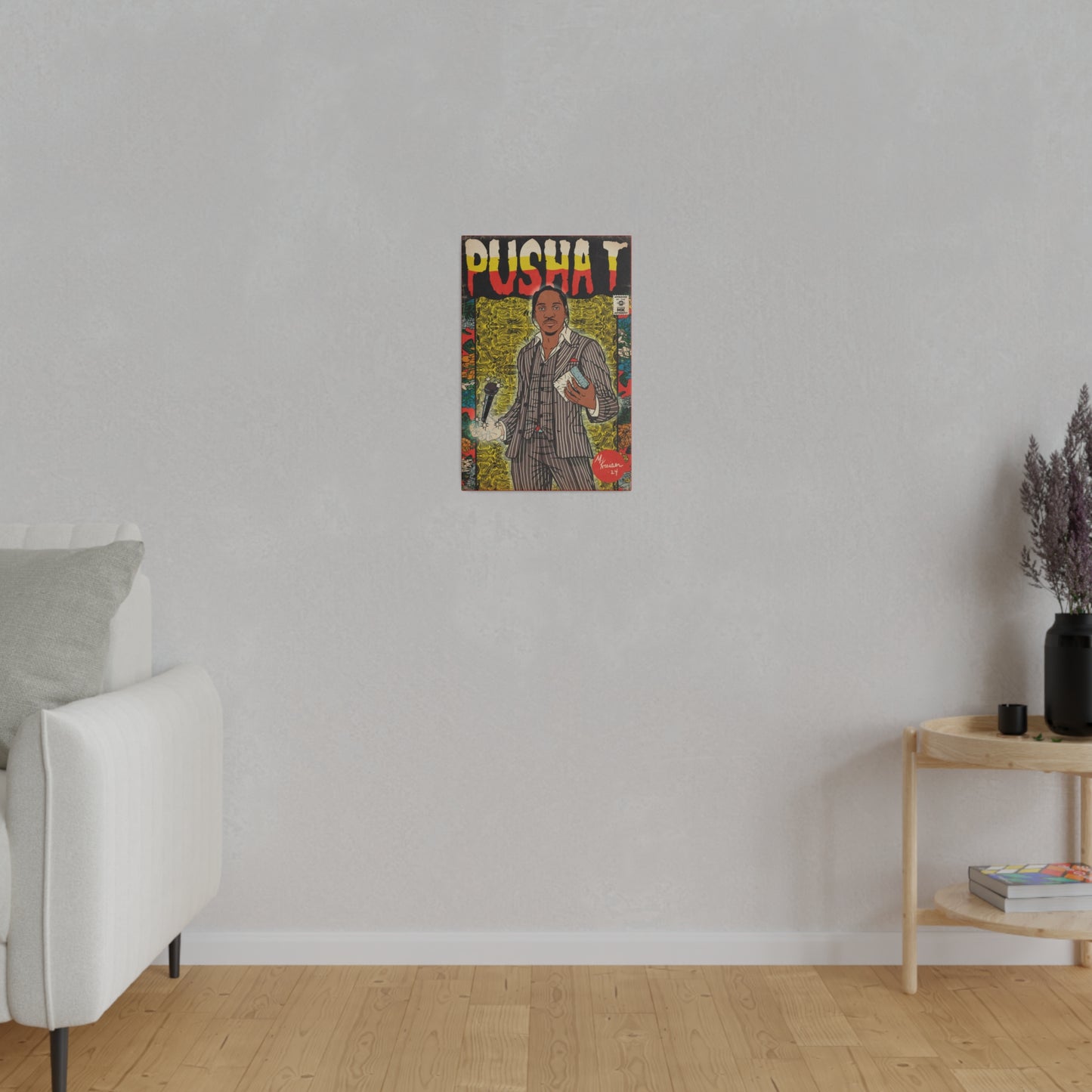 Pusha T - Comic Book Art - Matte Canvas, Stretched, 0.75"