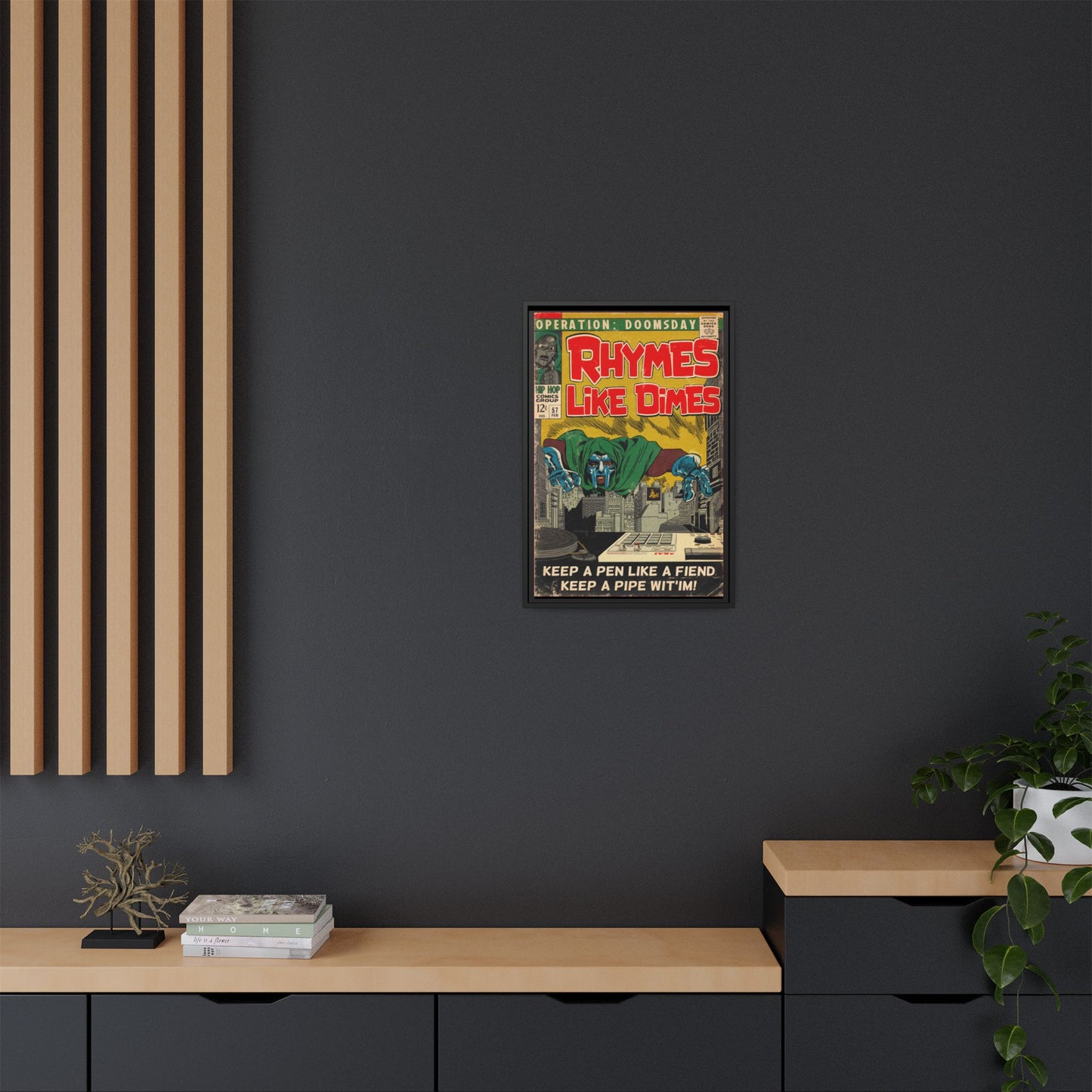 MF DOOM - Rhymes Like Dimes - Gallery Canvas Wraps, Vertical Frame