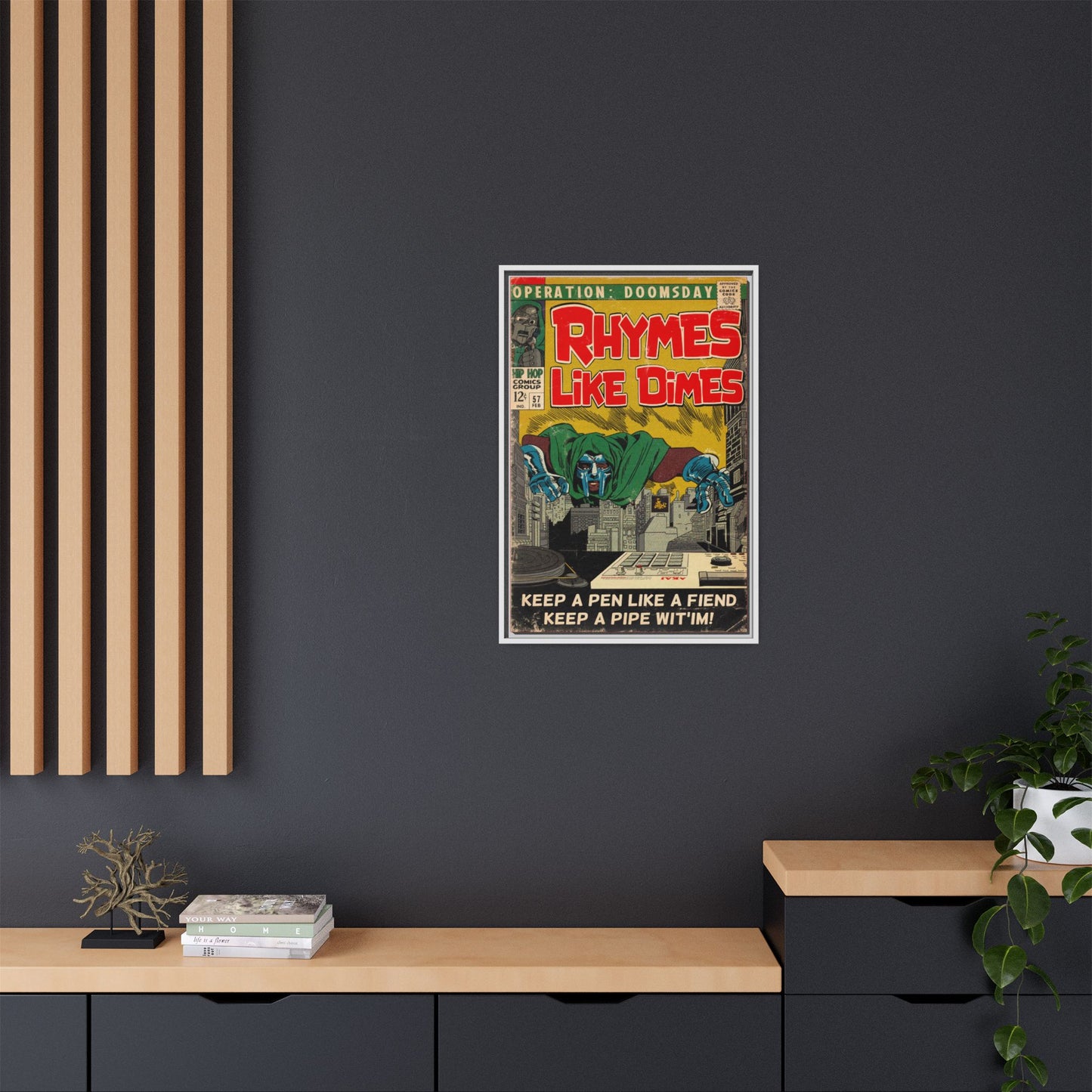 MF DOOM - Rhymes Like Dimes - Gallery Canvas Wraps, Vertical Frame