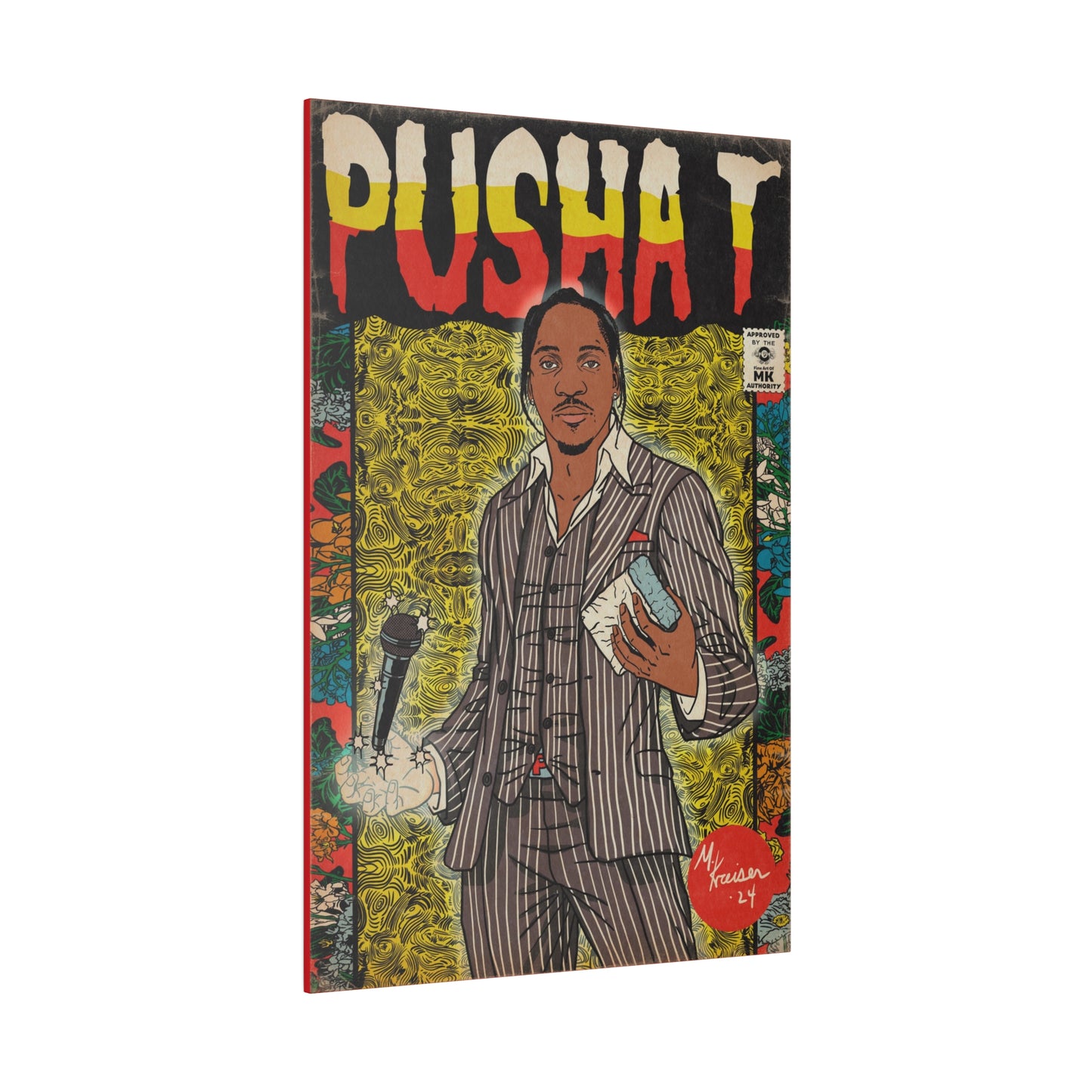 Pusha T - Comic Book Art - Matte Canvas, Stretched, 0.75"