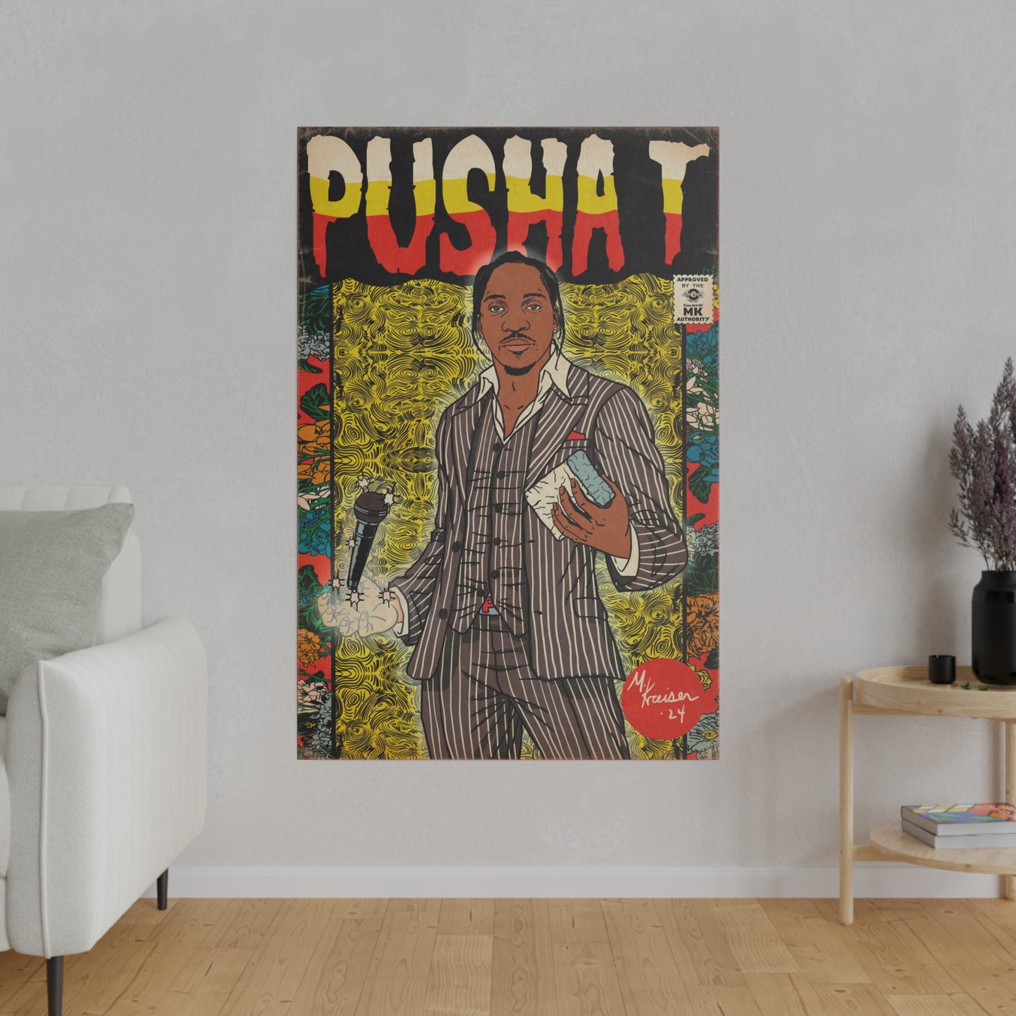 Pusha T - Comic Book Art - Matte Canvas, Stretched, 0.75"