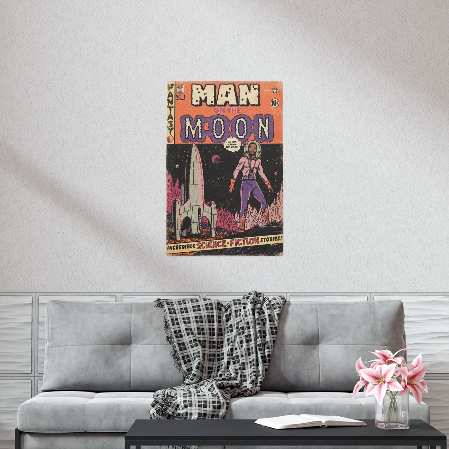 Man On The Moon - Vertical Matte Poster