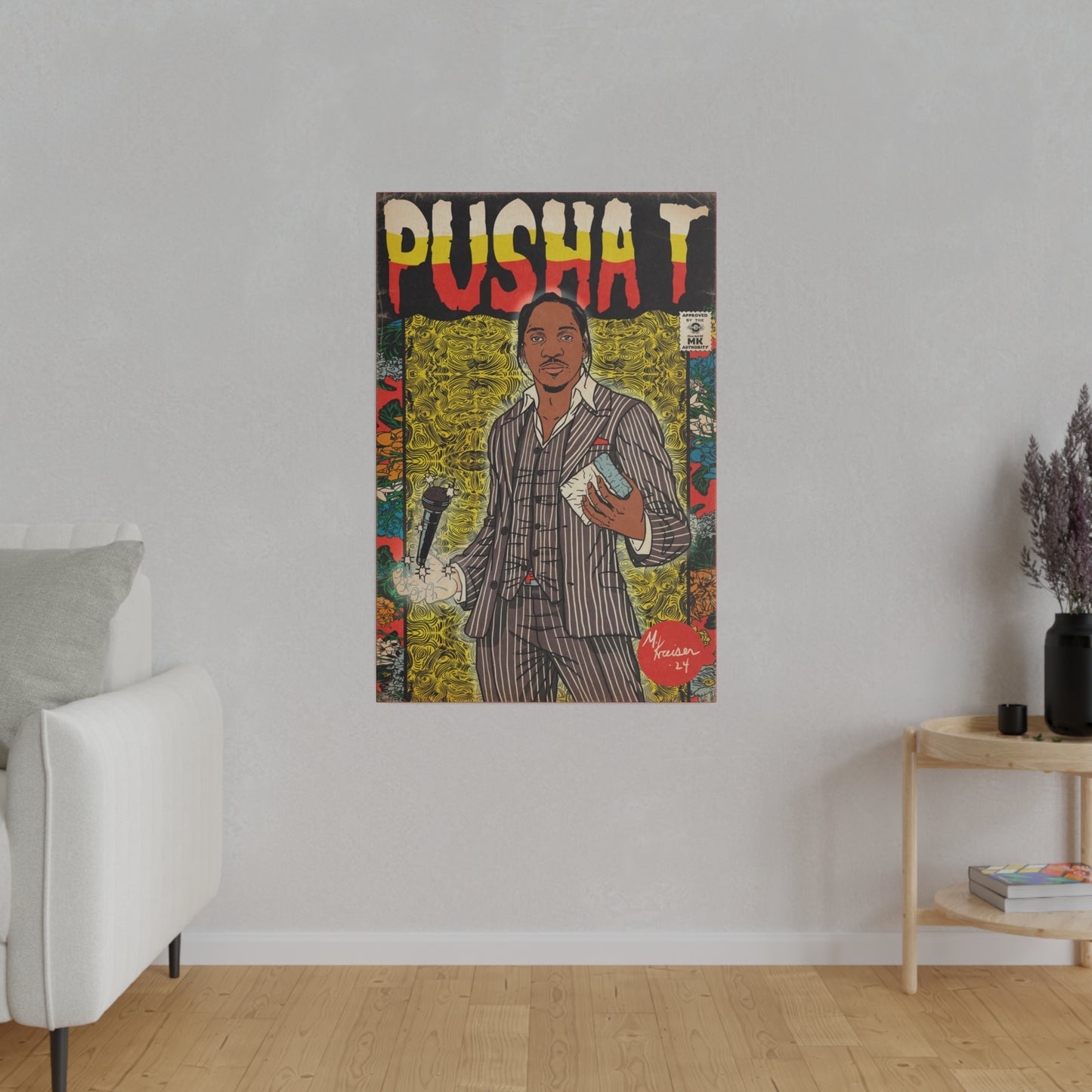 Pusha T - Comic Book Art - Matte Canvas, Stretched, 0.75"