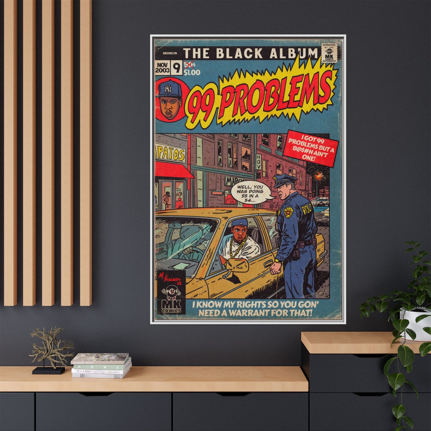 99 Problems - Matte Canvas, Framed (Multi-color)