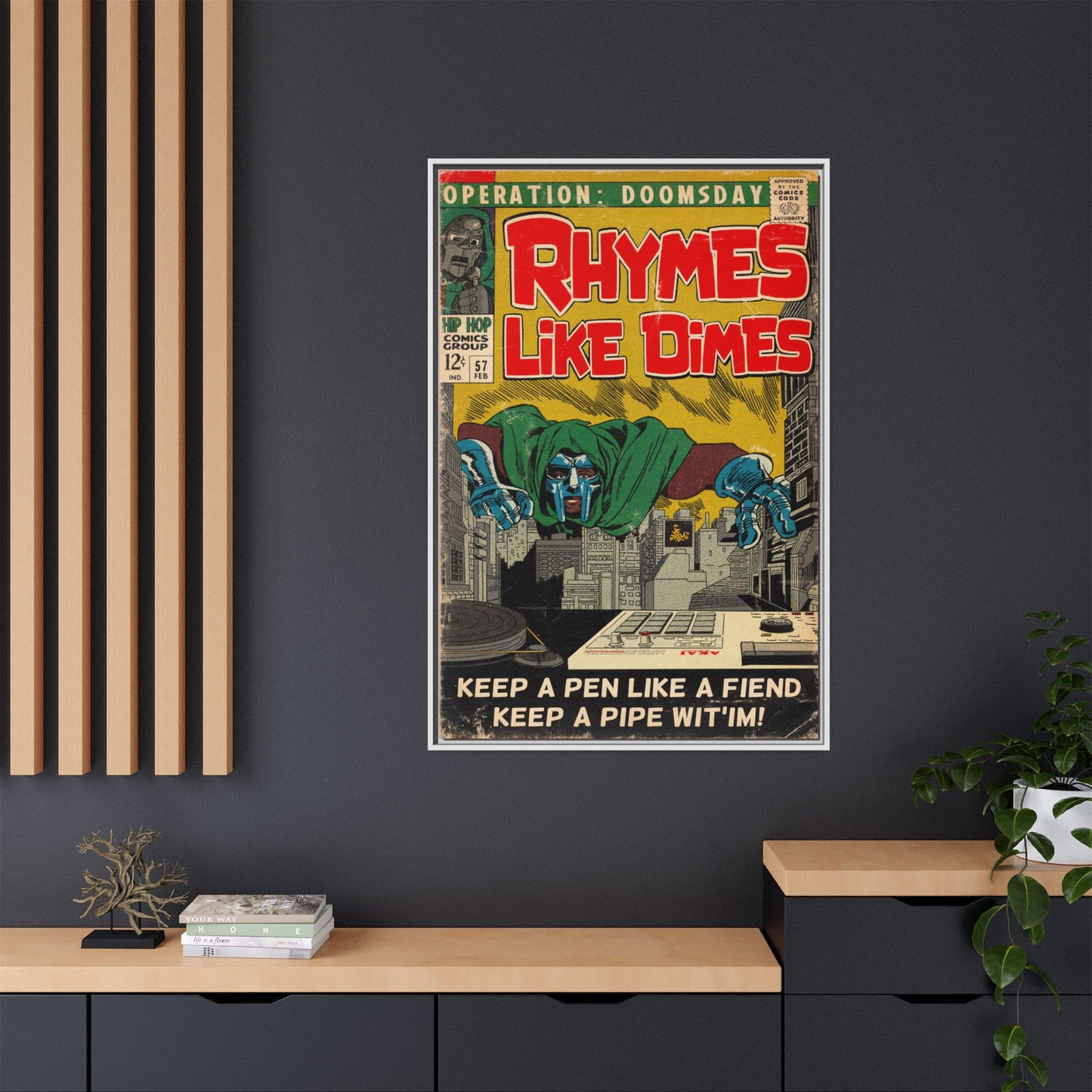 MF DOOM - Rhymes Like Dimes - Gallery Canvas Wraps, Vertical Frame