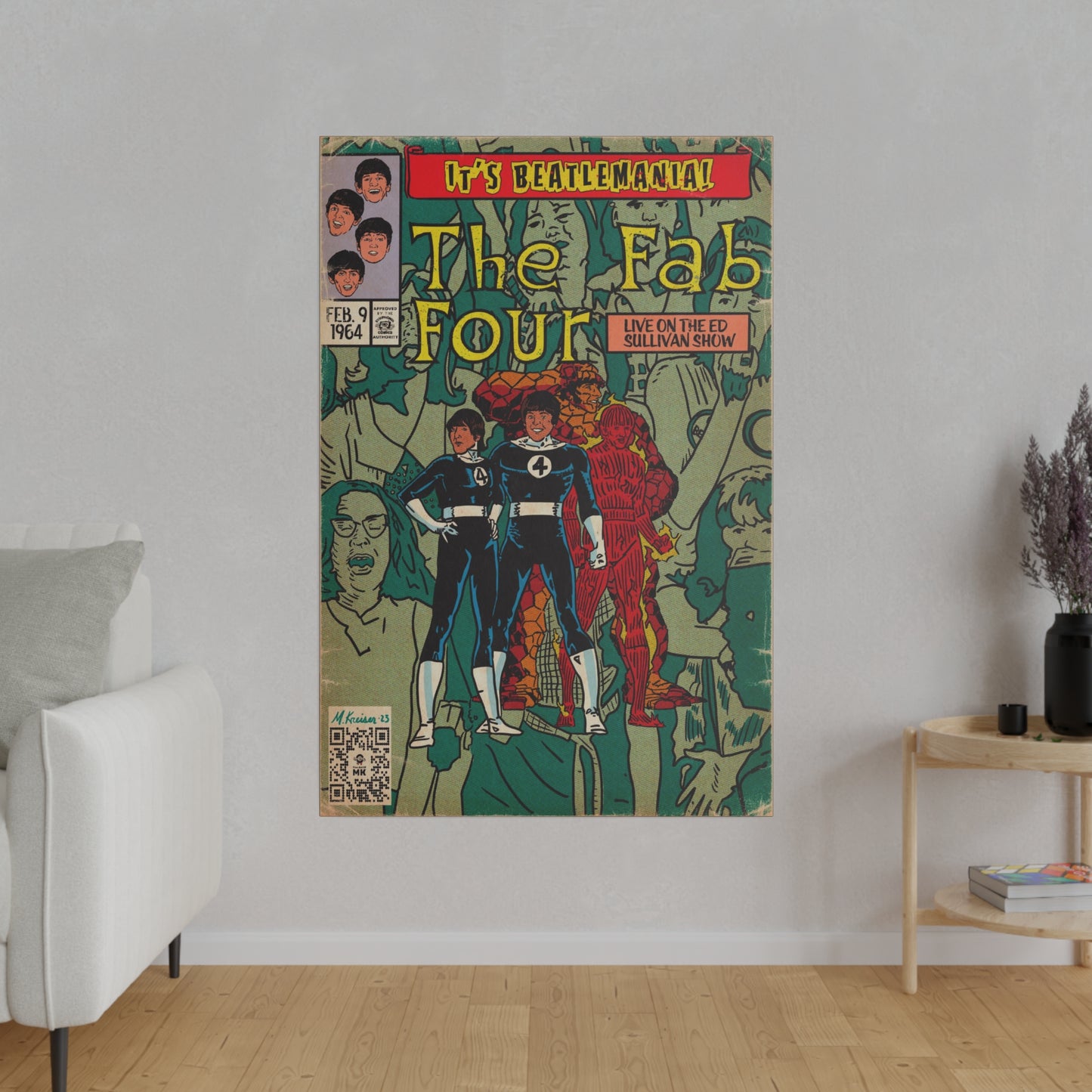 The Beatles - Beatlemania - Matte Canvas, Stretched, 0.75"