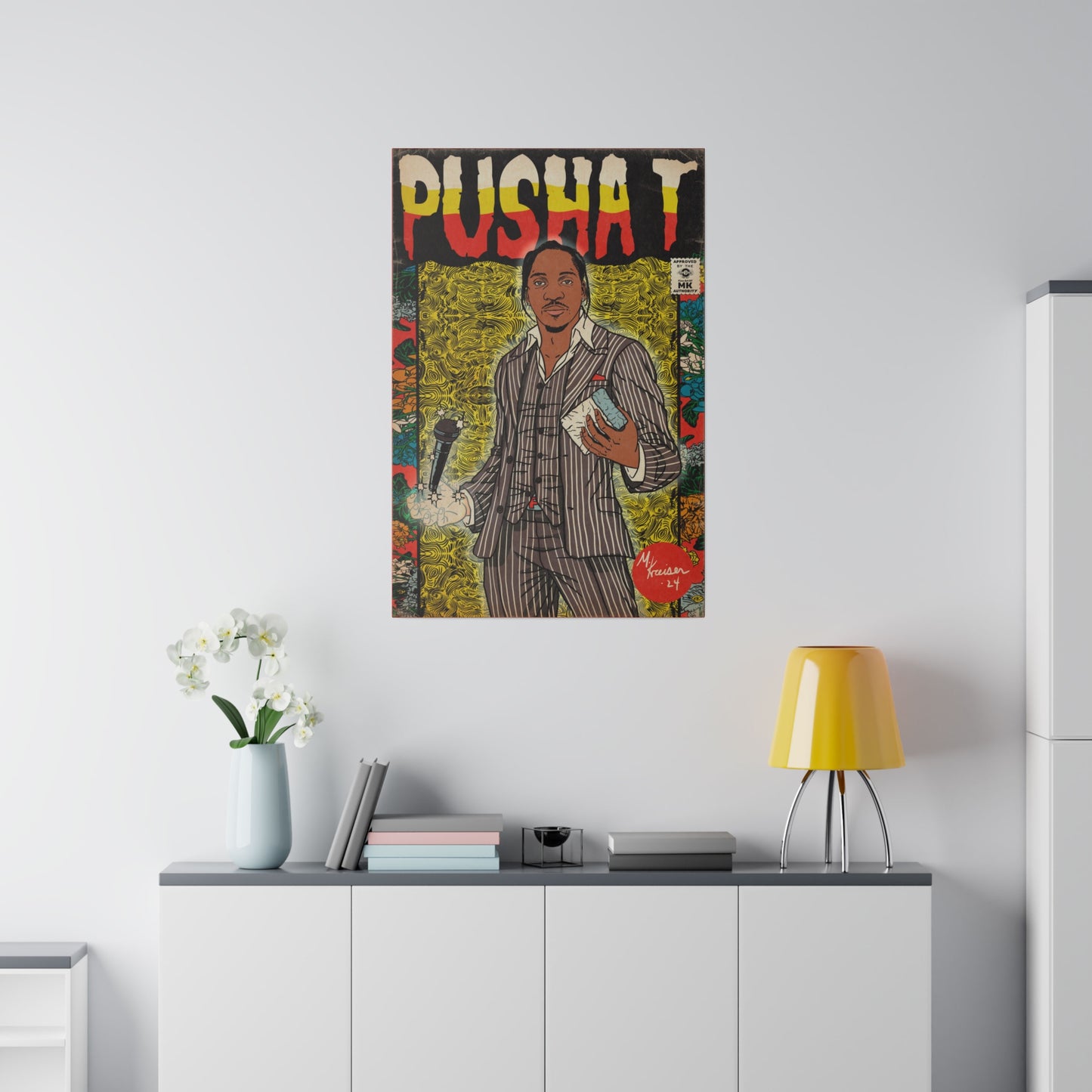 Pusha T - Comic Book Art - Matte Canvas, Stretched, 0.75"