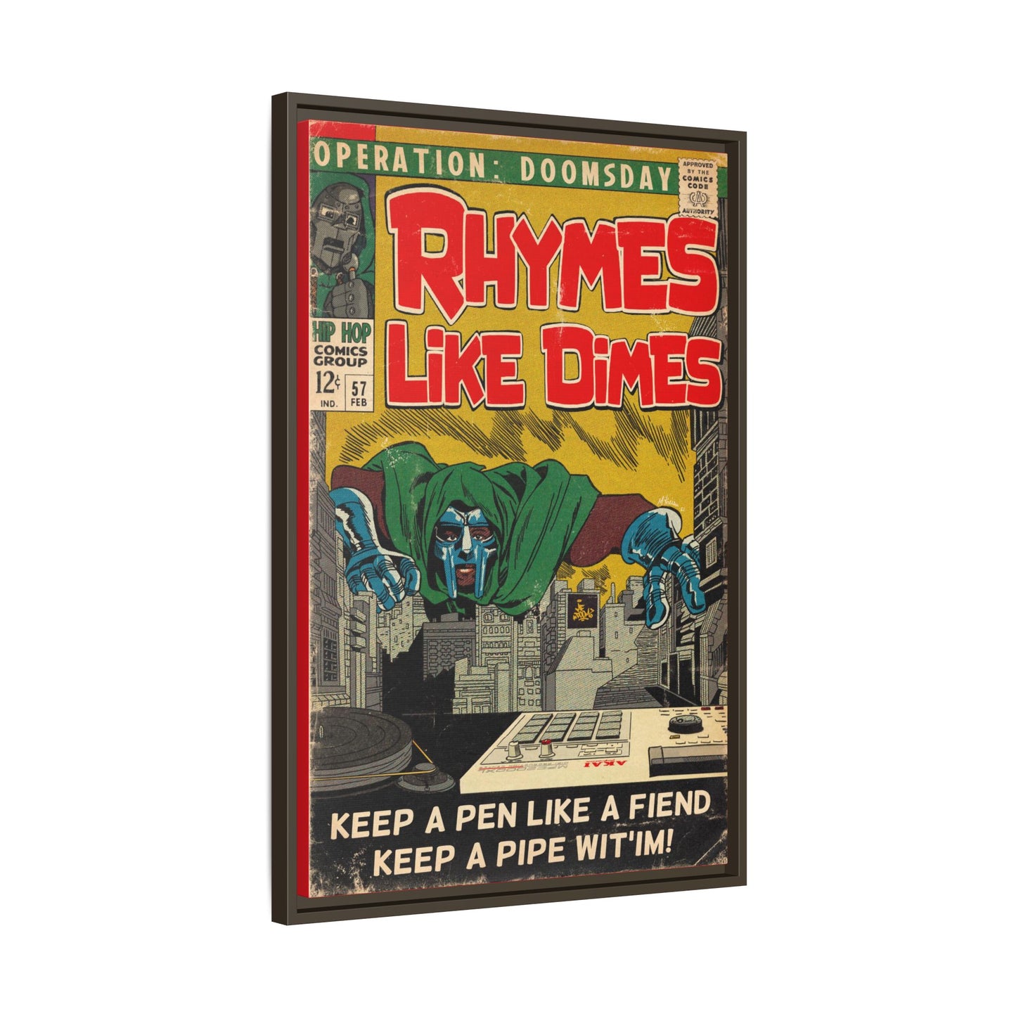 MF DOOM - Rhymes Like Dimes - Gallery Canvas Wraps, Vertical Frame