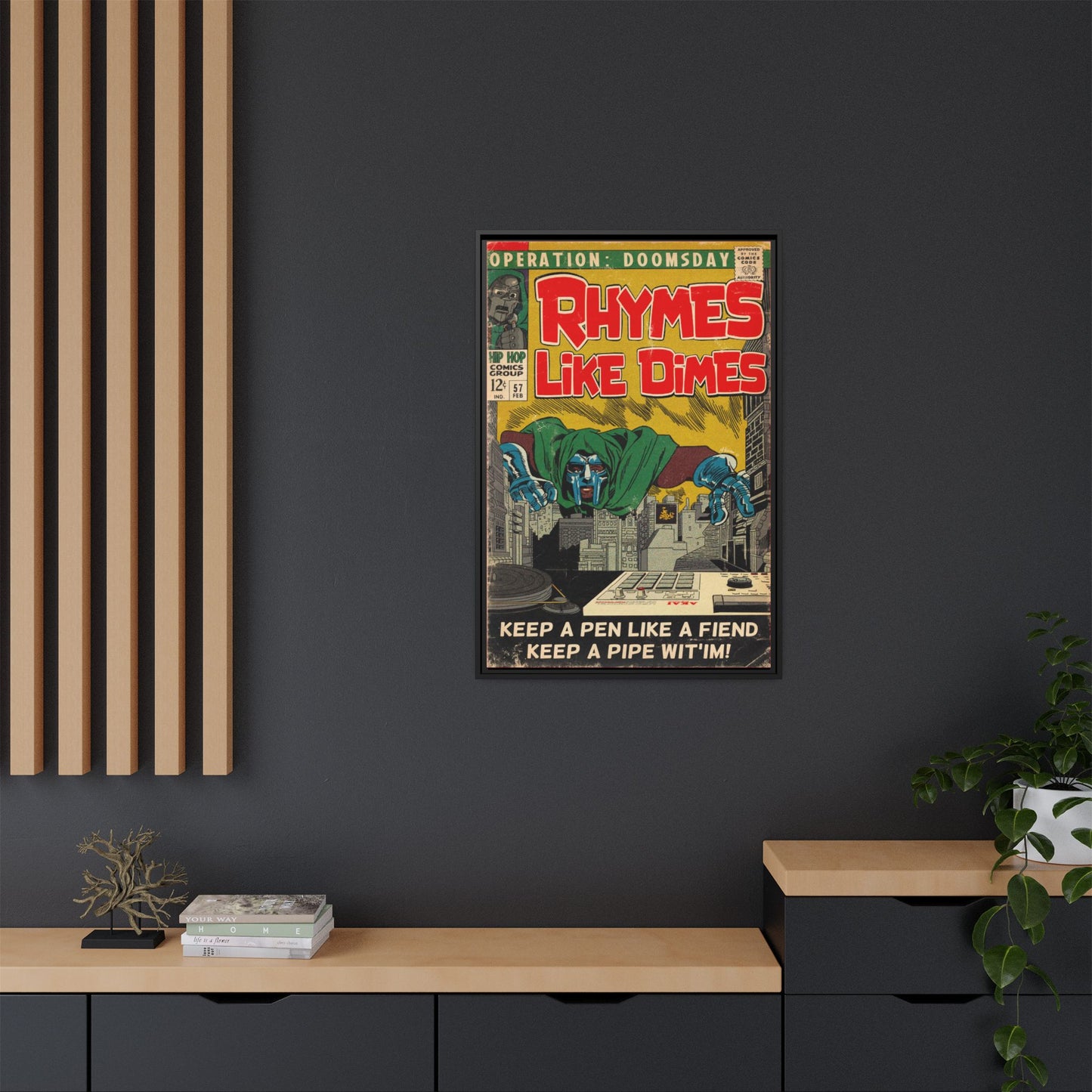 MF DOOM - Rhymes Like Dimes - Gallery Canvas Wraps, Vertical Frame