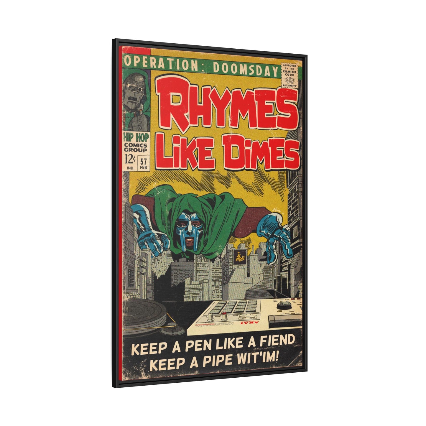 MF DOOM - Rhymes Like Dimes - Gallery Canvas Wraps, Vertical Frame