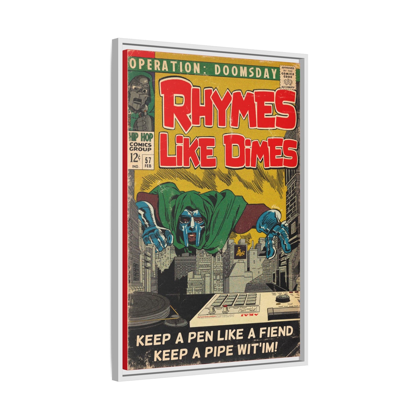 MF DOOM - Rhymes Like Dimes - Gallery Canvas Wraps, Vertical Frame
