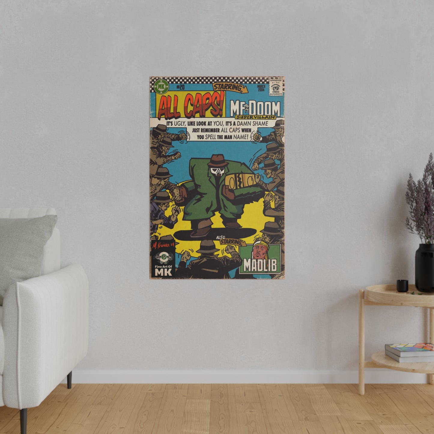 MF DOOM - All Caps - Matte Canvas, Stretched, 0.75"