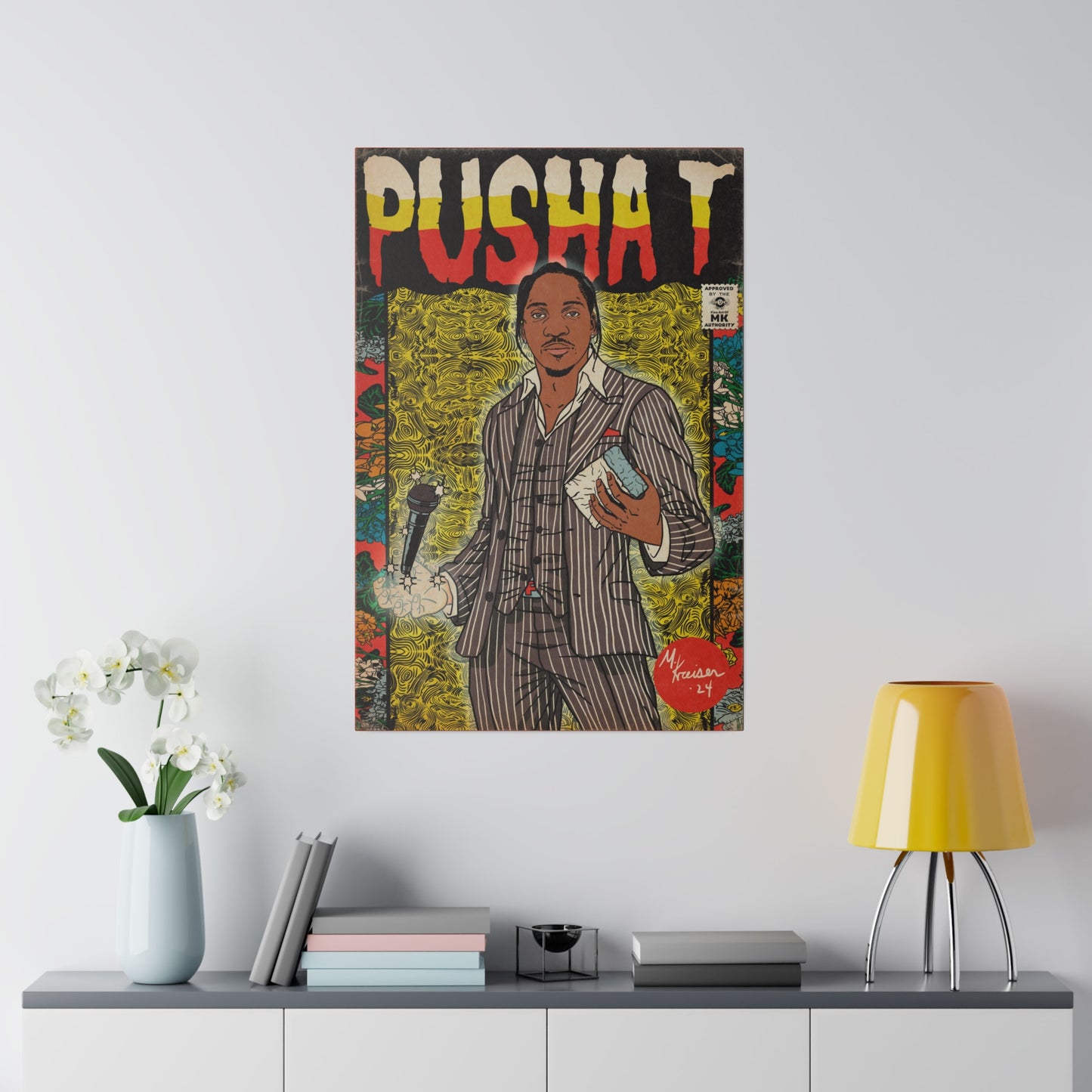 Pusha T - Comic Book Art - Matte Canvas, Stretched, 0.75"