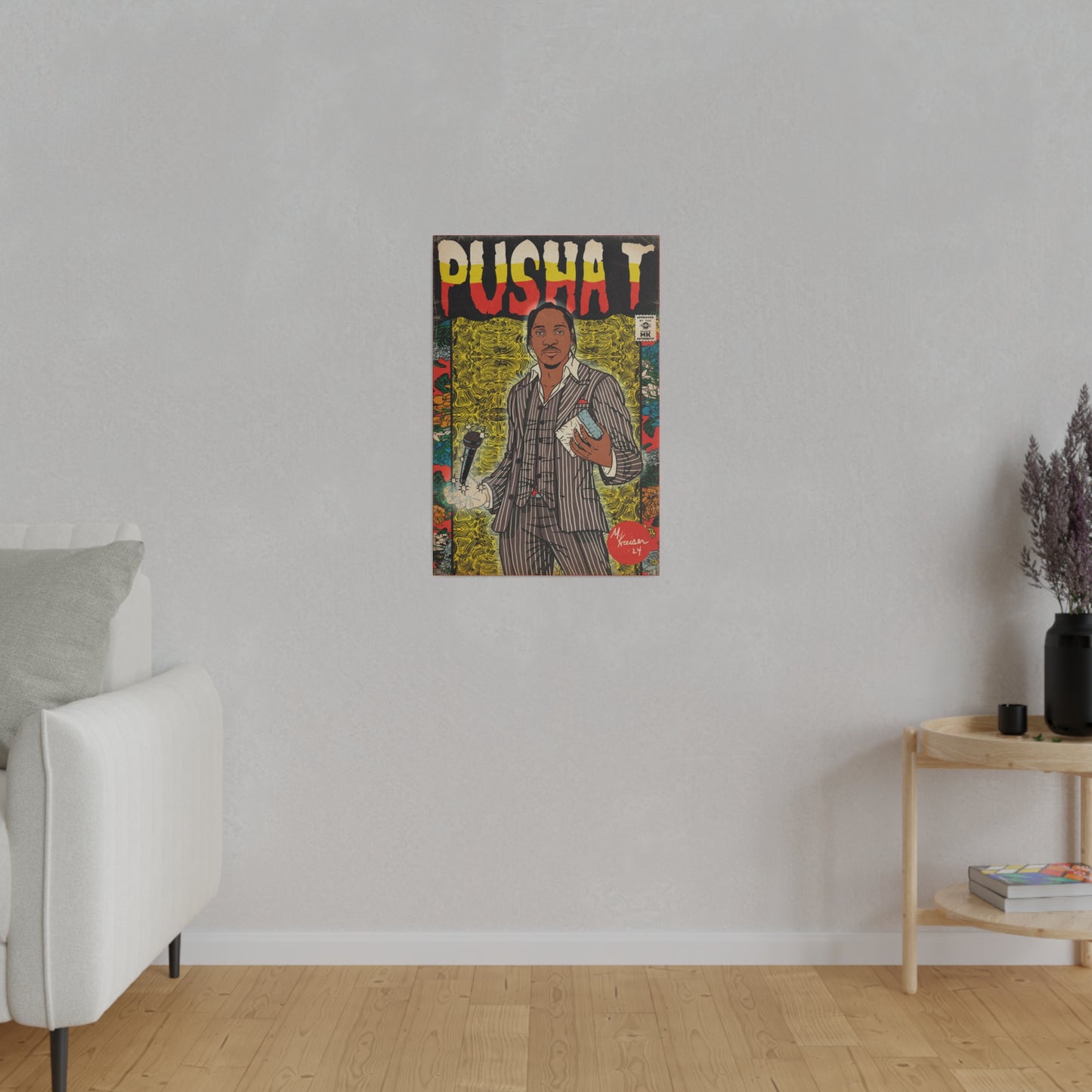 Pusha T - Comic Book Art - Matte Canvas, Stretched, 0.75"