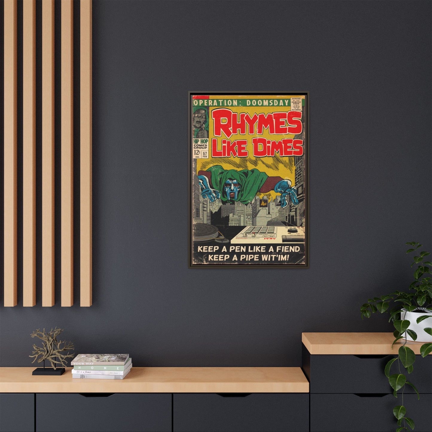 MF DOOM - Rhymes Like Dimes - Gallery Canvas Wraps, Vertical Frame