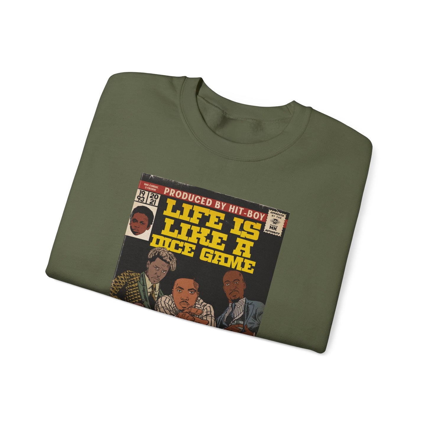 Nas, Cordae, & Freddie, Life Is Like A Dice Game - Unisex Heavy Blend™ Crewneck Sweatshirt
