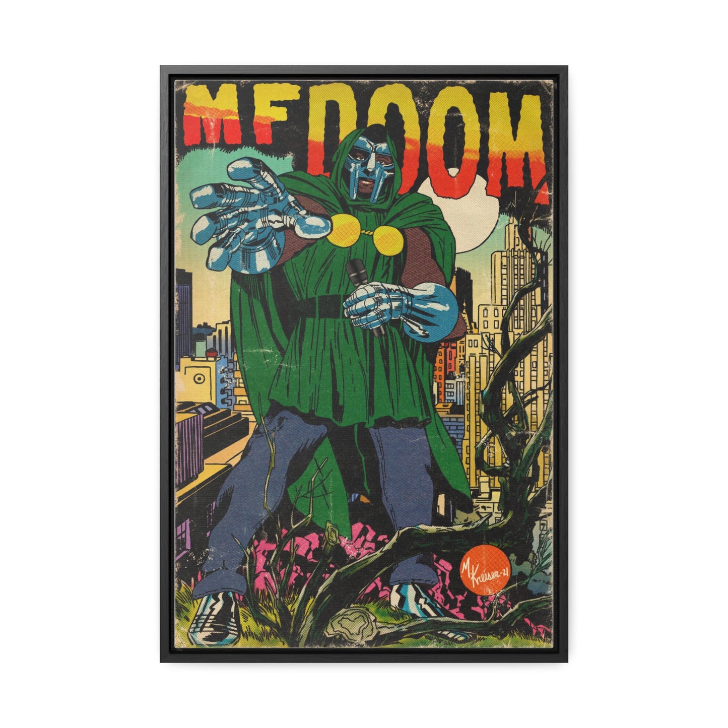 MF DOOM - Hip Hop Comics - Gallery Canvas Wraps, Vertical Frame