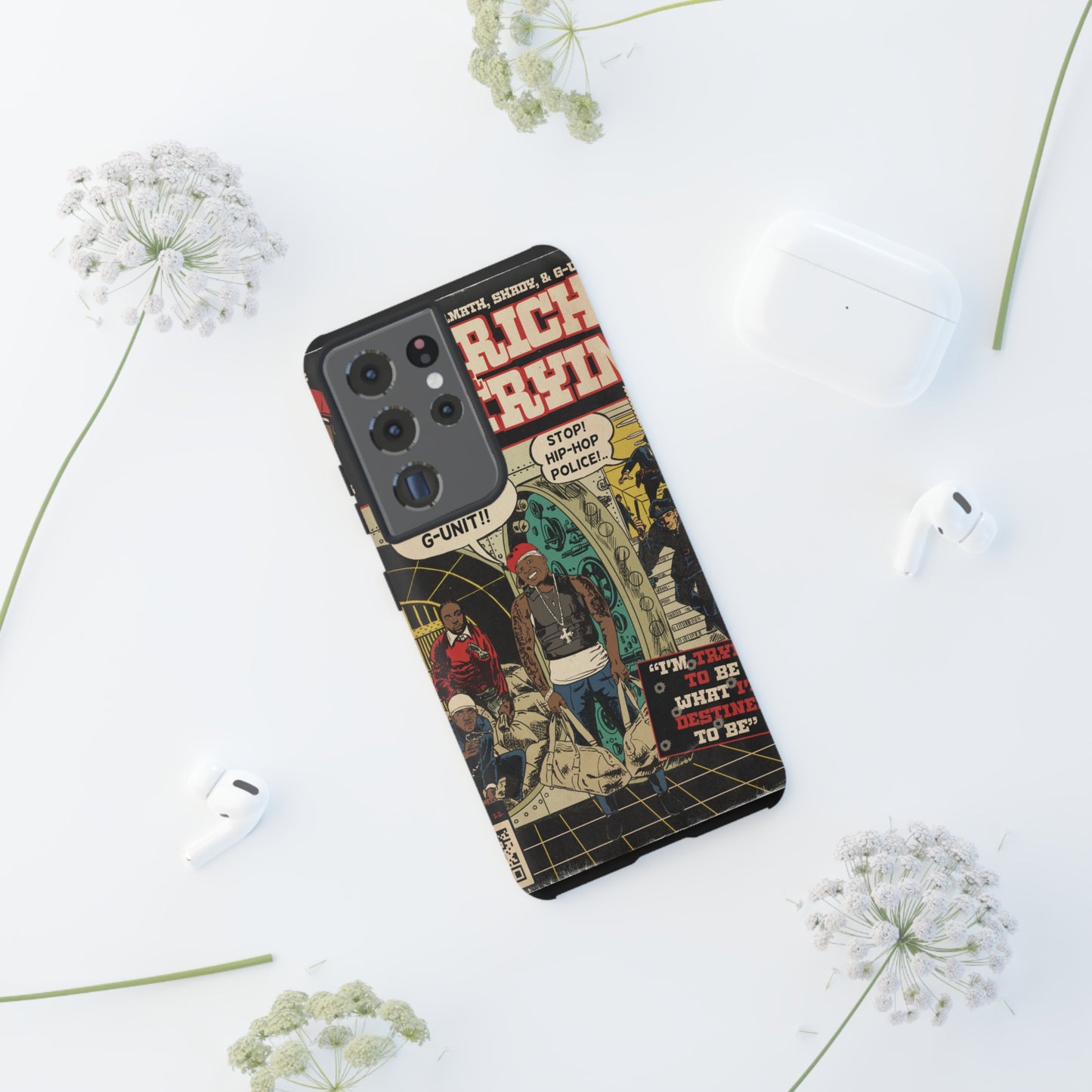 Get Rich Or Die Tryin - Comic Art Tough Phone Cases