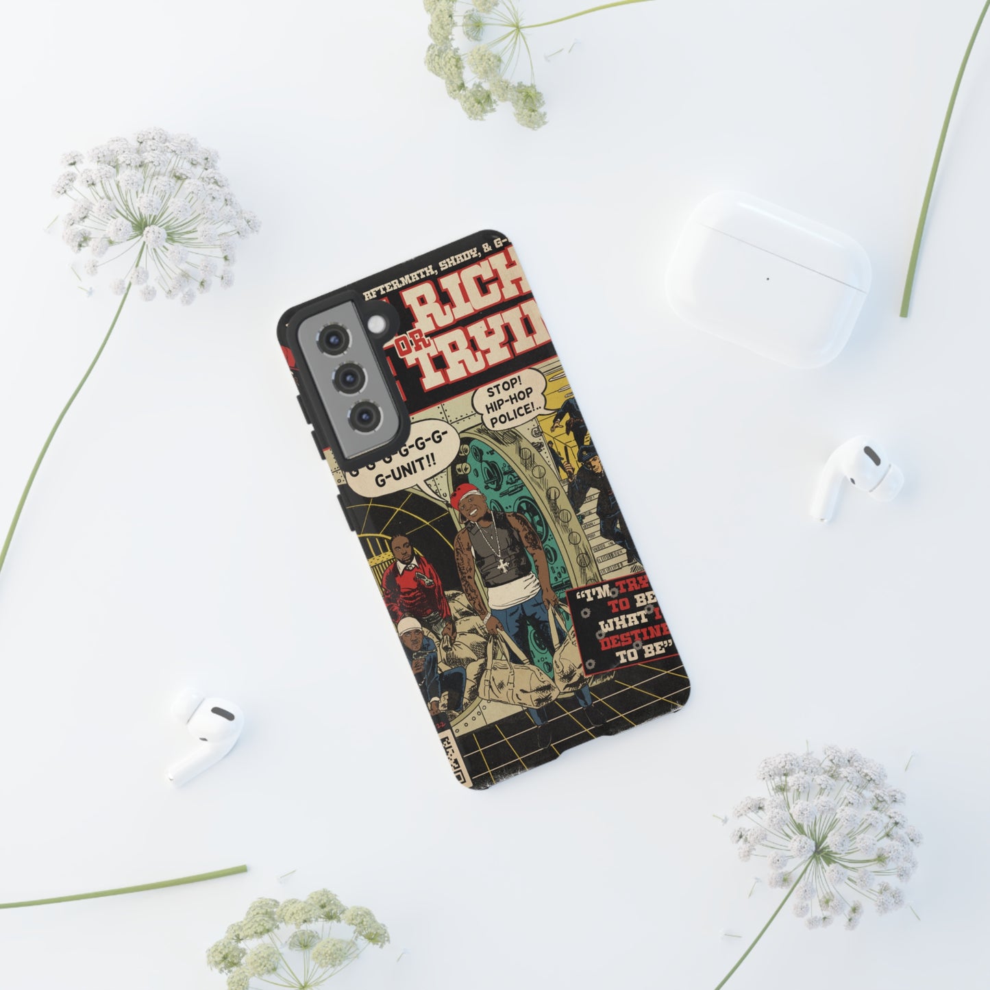 Get Rich Or Die Tryin - Comic Art Tough Phone Cases