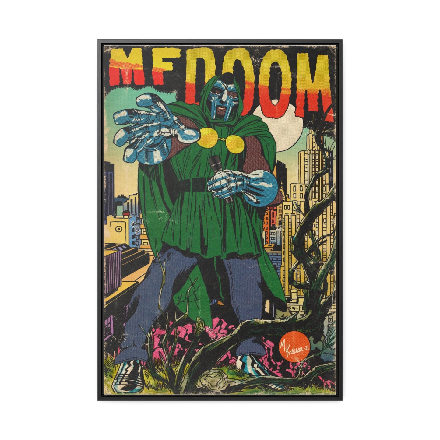 MF DOOM - Hip Hop Comics - Gallery Canvas Wraps, Vertical Frame