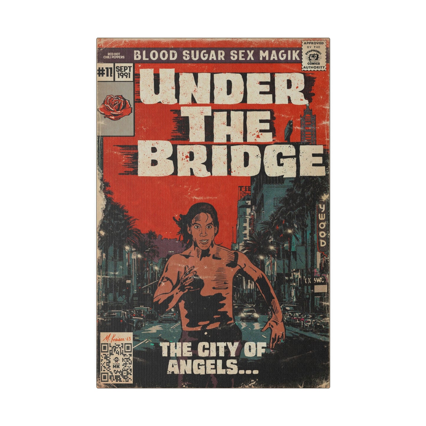Red Hot Chili Peppers- Under The Bridge - Matte Canvas, Stretched, 0.75"