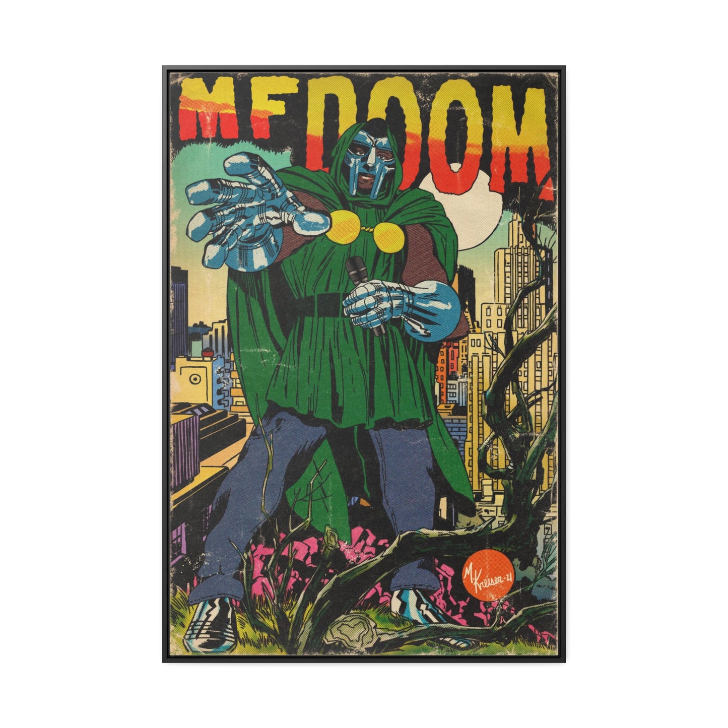 MF DOOM - Hip Hop Comics - Gallery Canvas Wraps, Vertical Frame