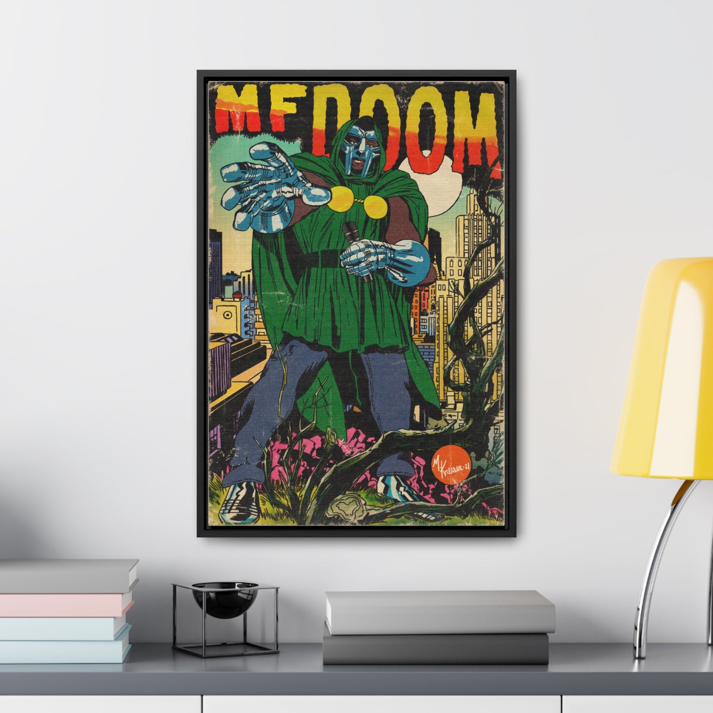 MF DOOM - Hip Hop Comics - Gallery Canvas Wraps, Vertical Frame