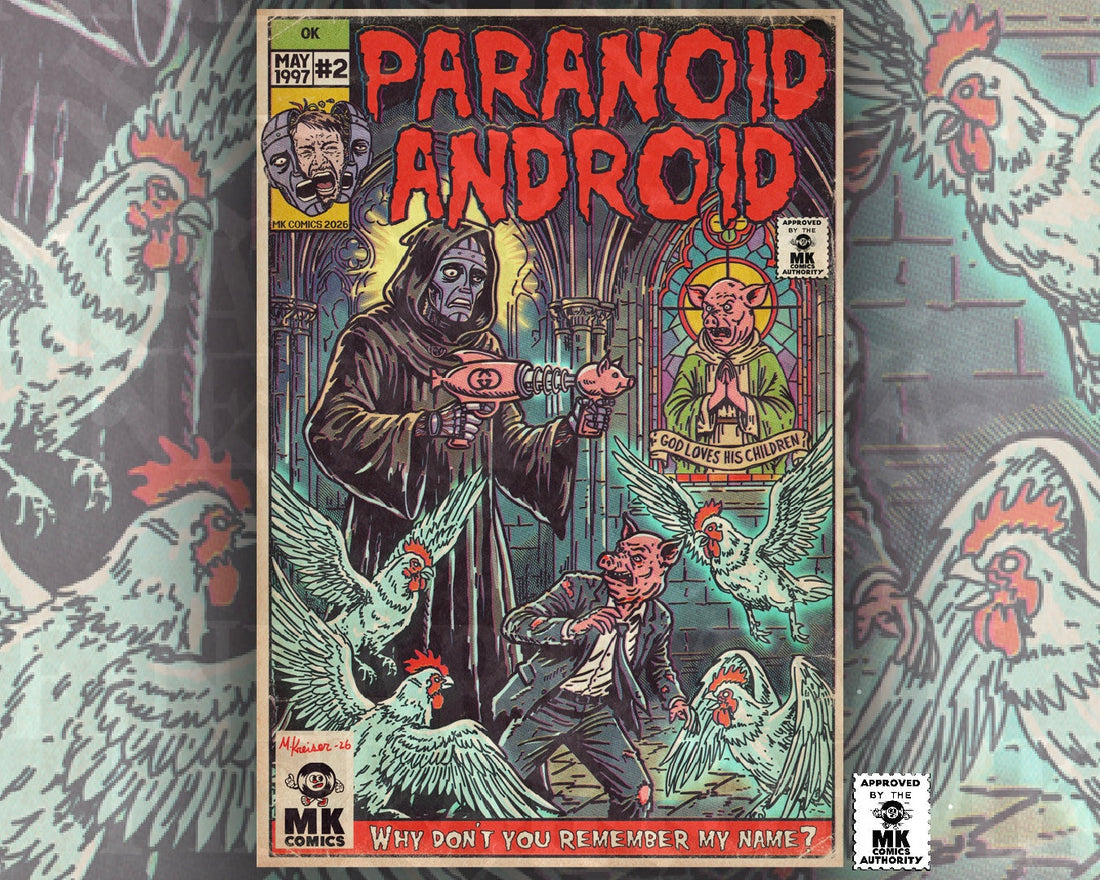 Radiohead - Paranoid Android - MK Comics Parody Art - Fine Art of MK