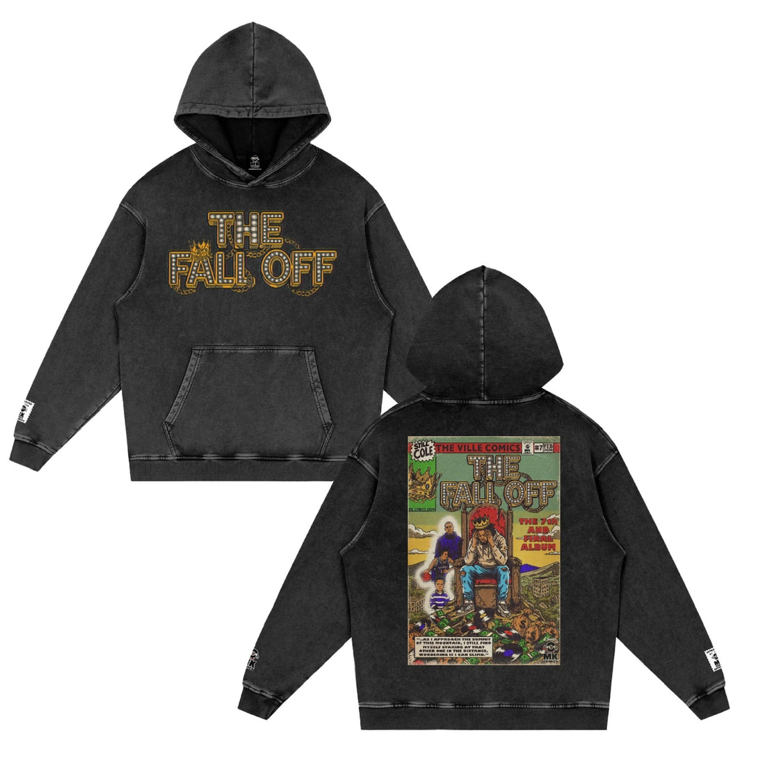J. Cole - The Fall Off - Unisex Snow Washed Hoodie - MK Comics Parody Art - Fine Art of MK