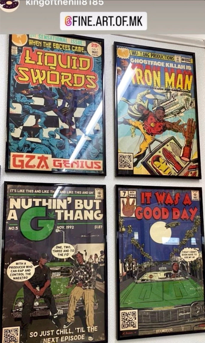 Fine Art of MK - MK Comics Parody Art - Happy Customer displaying their framed purchased prints