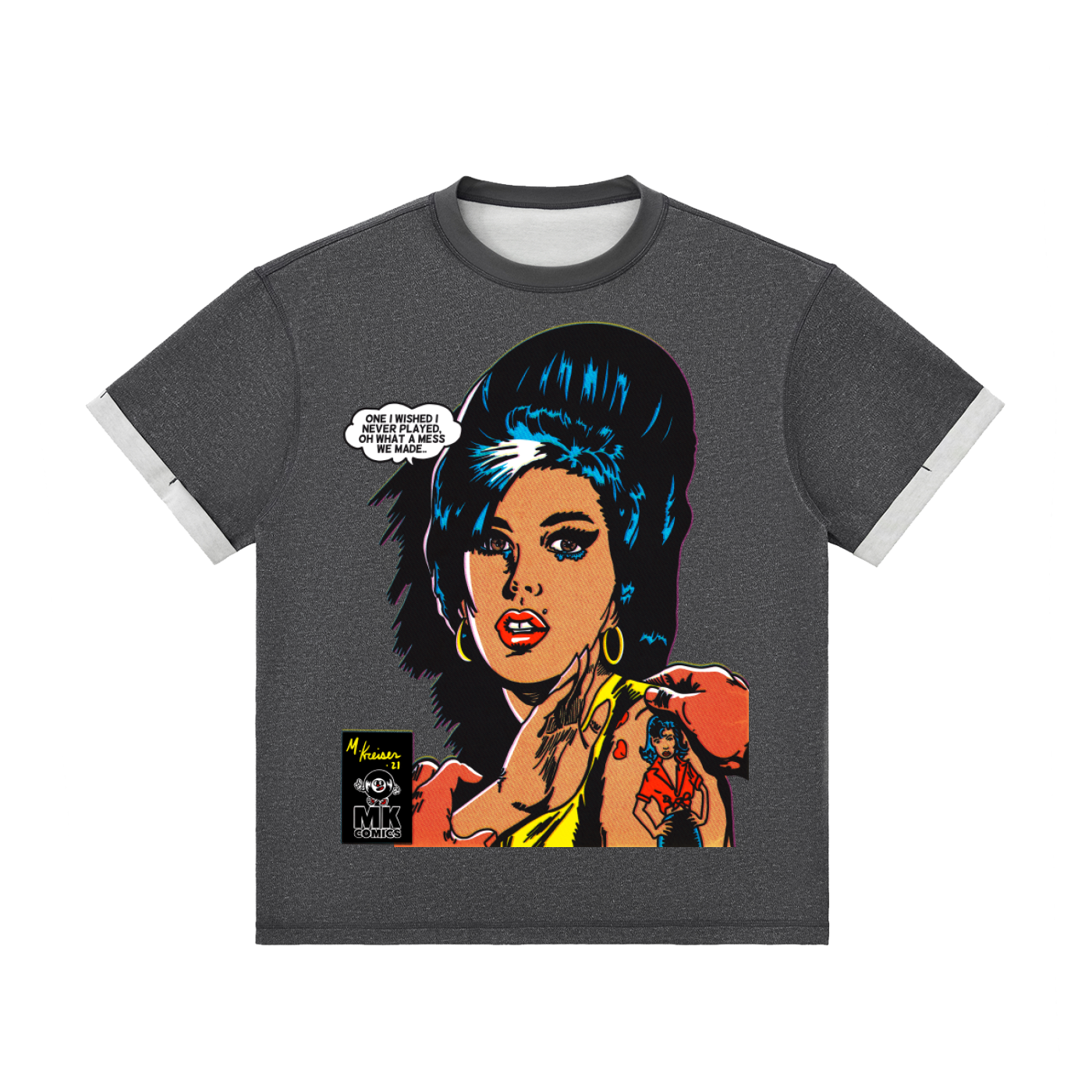 Love is a Losing Game - Contrast Cuff Cuffed T-Shirt