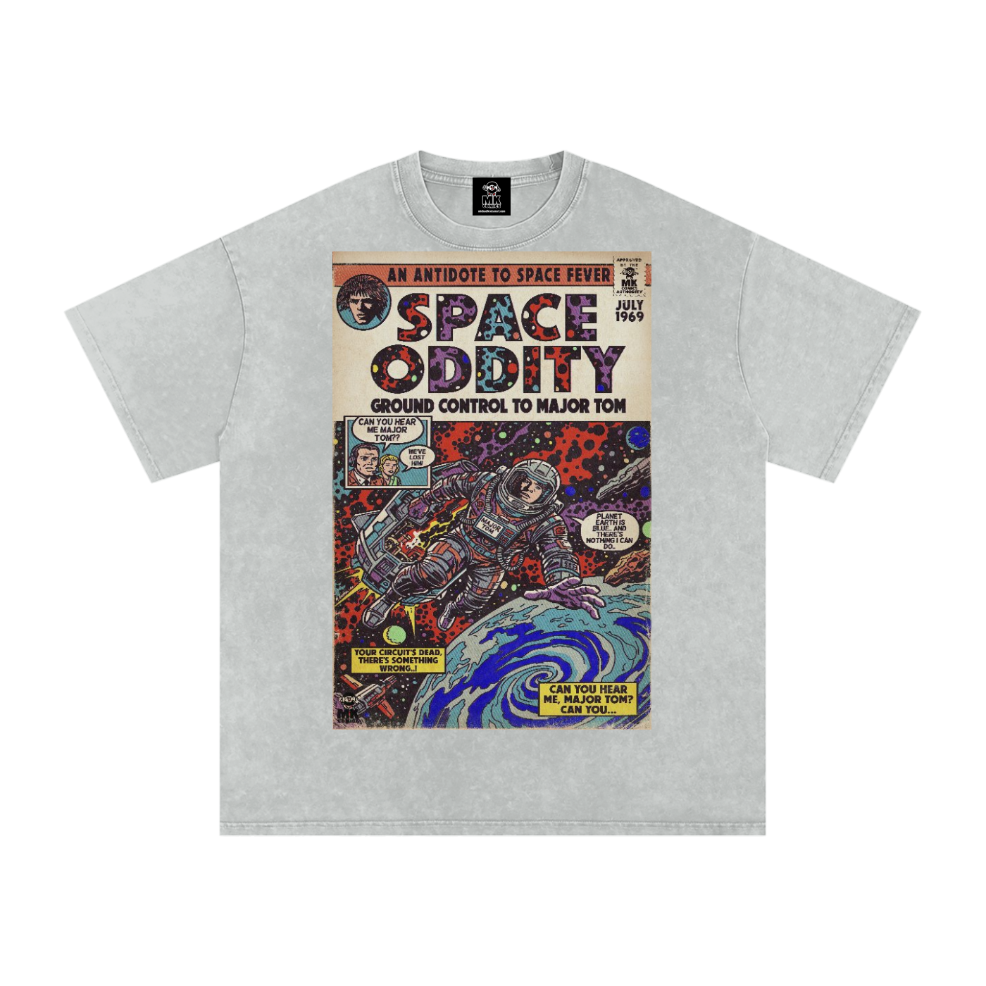 Space Oddity - Snow Washed Oversized Cotton T-Shirt