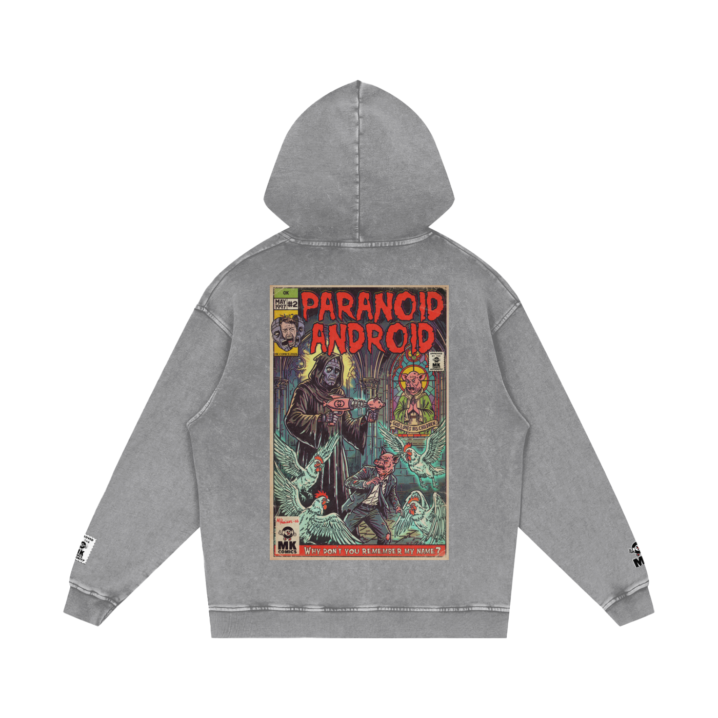 Paranoid Android -  Snow Washed Loose Cotton Hoodie