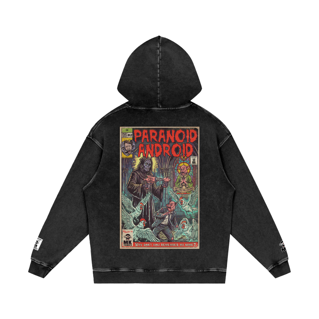 Paranoid Android -  Snow Washed Loose Cotton Hoodie