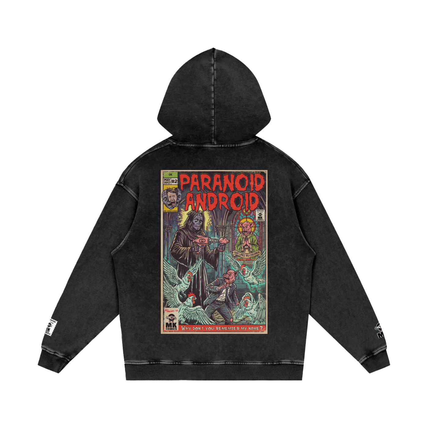 Paranoid Android -  Snow Washed Loose Cotton Hoodie