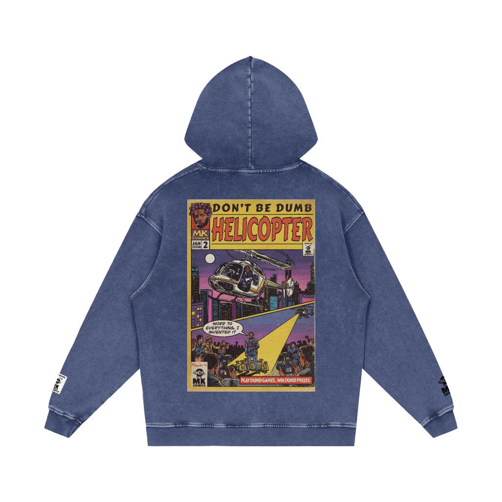 Helicopter - Snow Washed Loose Cotton Hoodie