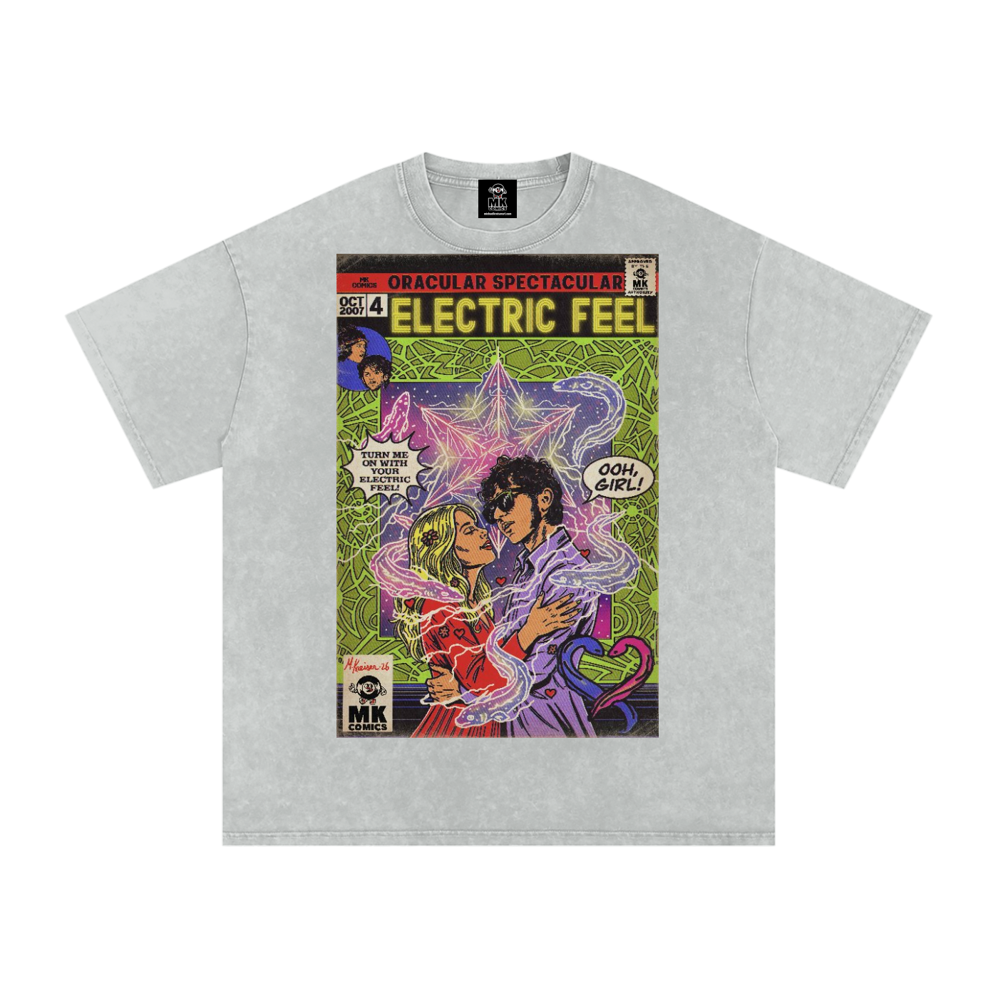 Electric Feel - Snow Washed Oversized Cotton T-Shirt