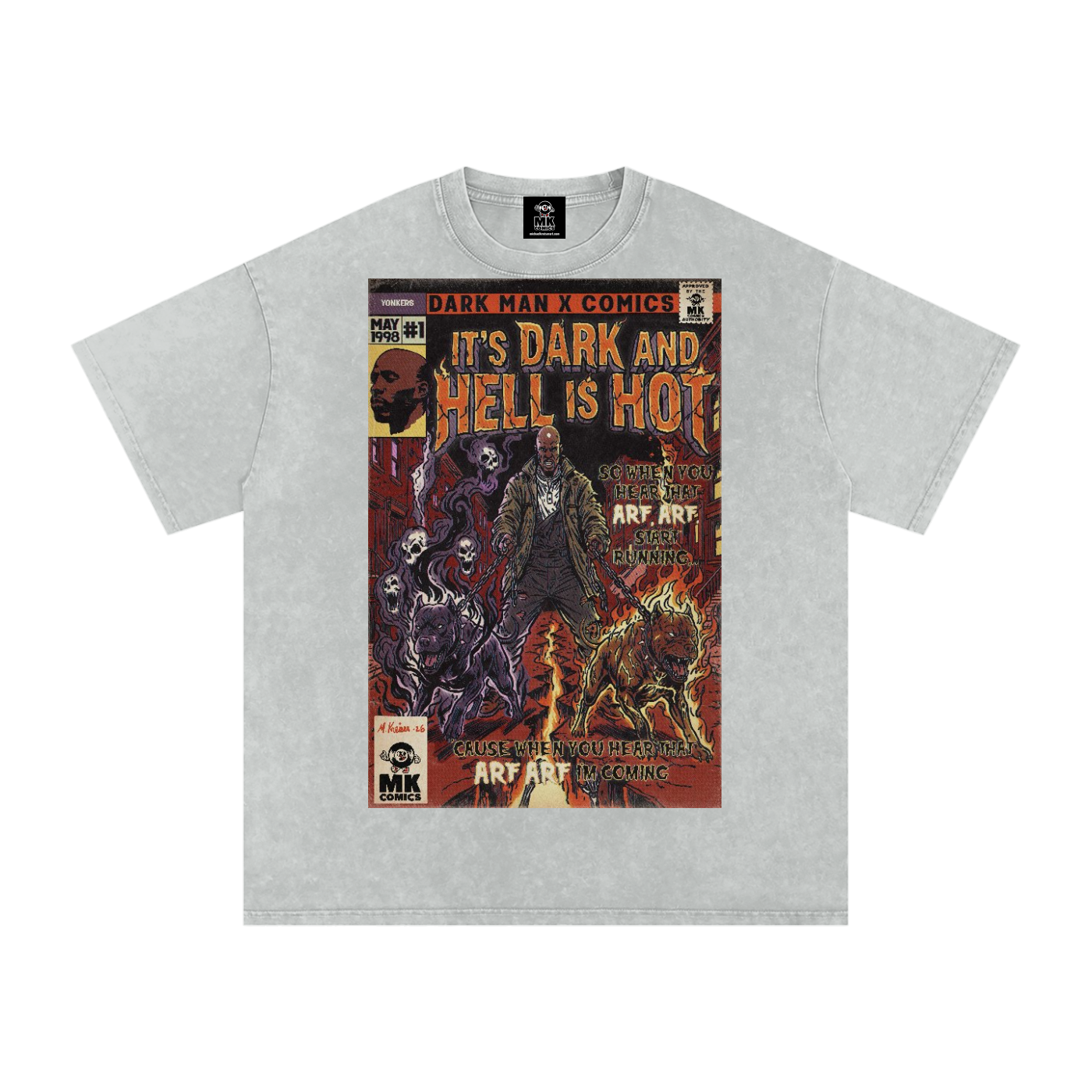 It's Dark & Hell is Hot - Snow Washed Oversized Cotton T-Shirt