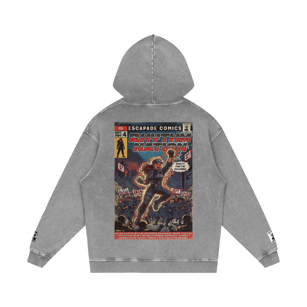 Rhythm Nation - Snow Washed Loose Cotton Hoodie