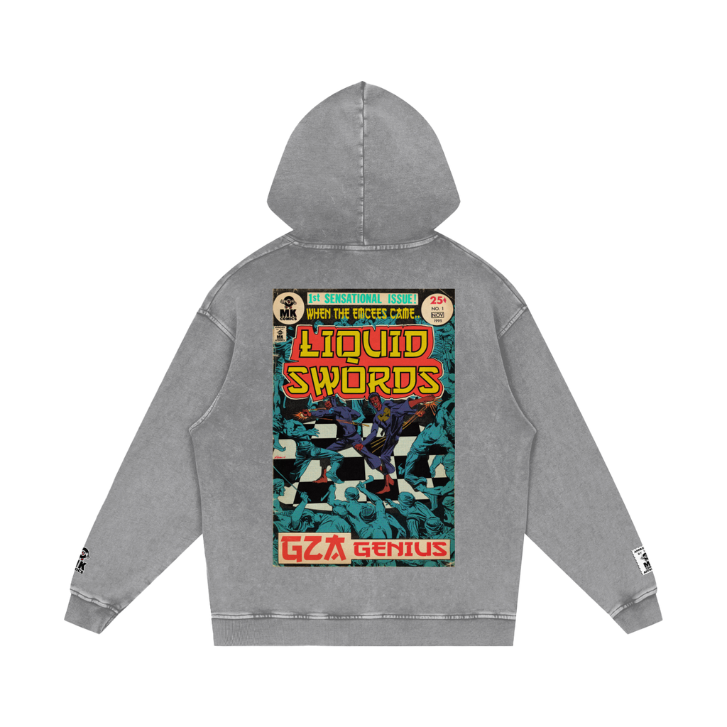 Liquid Swords - Snow Washed Loose Cotton Hoodie