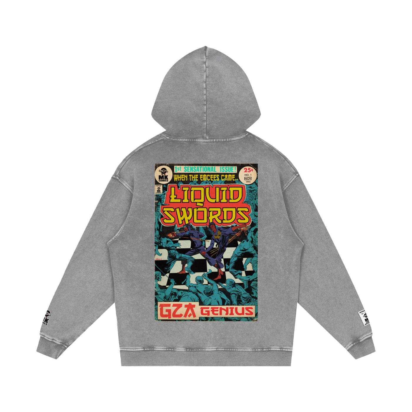Liquid Swords - Snow Washed Loose Cotton Hoodie