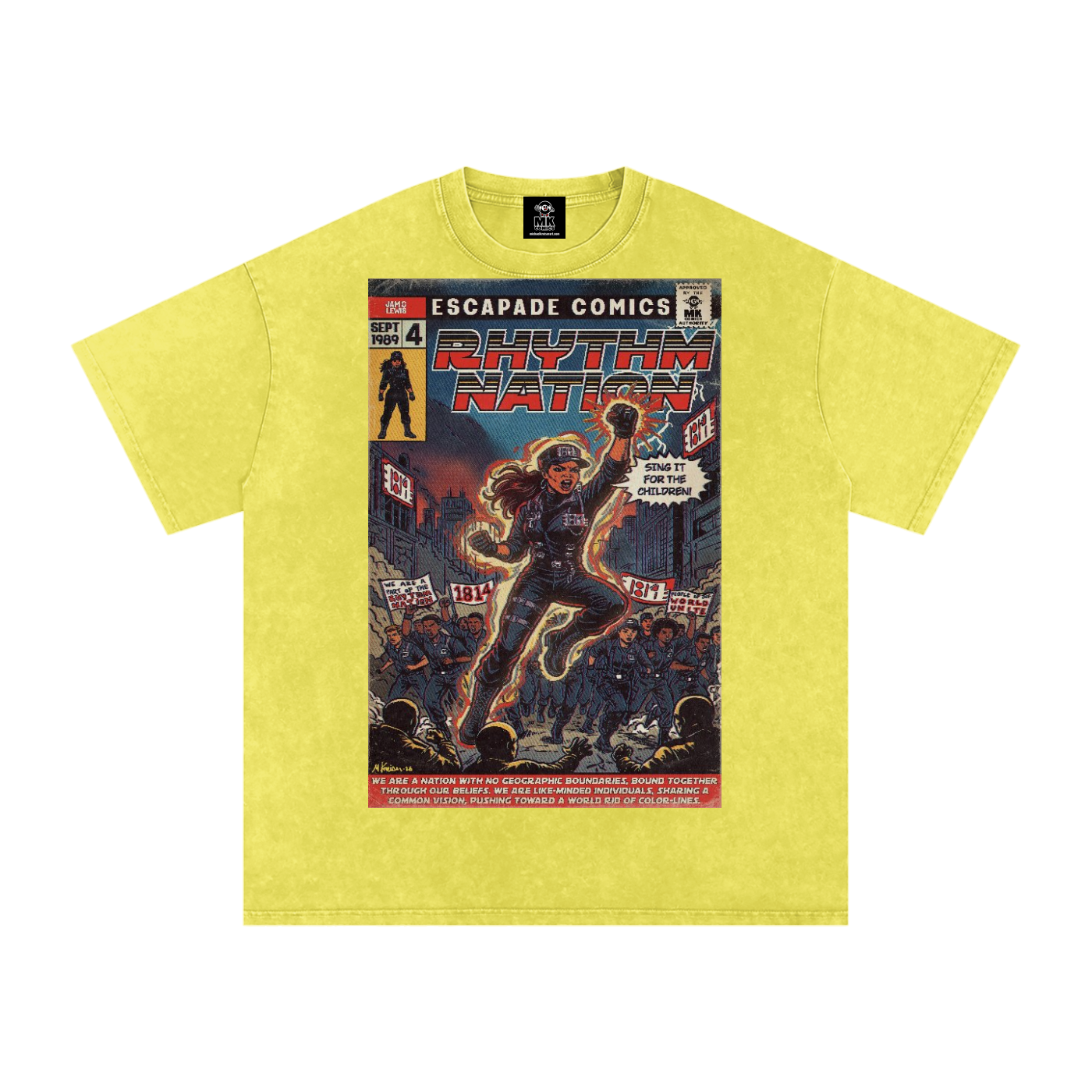 Rhythm Nation - Snow Washed Oversized Cotton T-Shirt