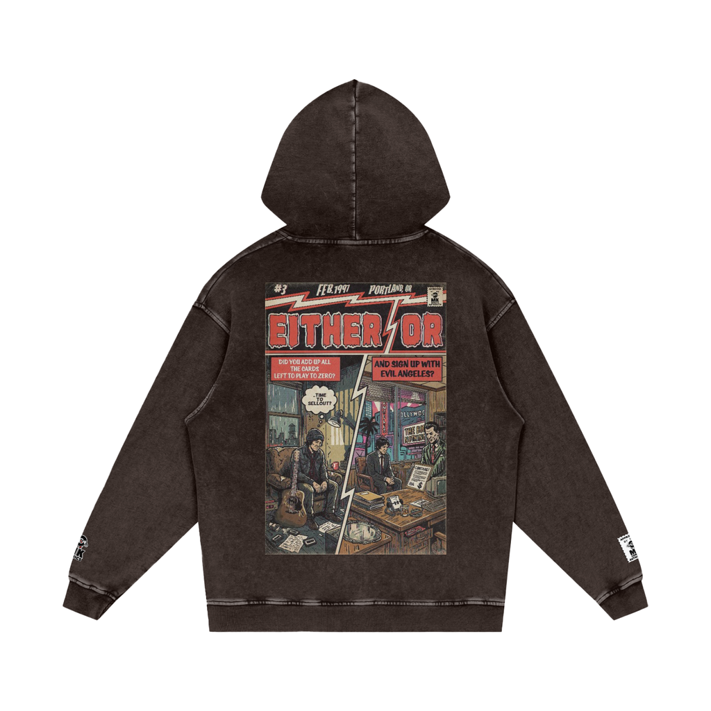Either/Or - Snow Washed Loose Cotton Hoodie