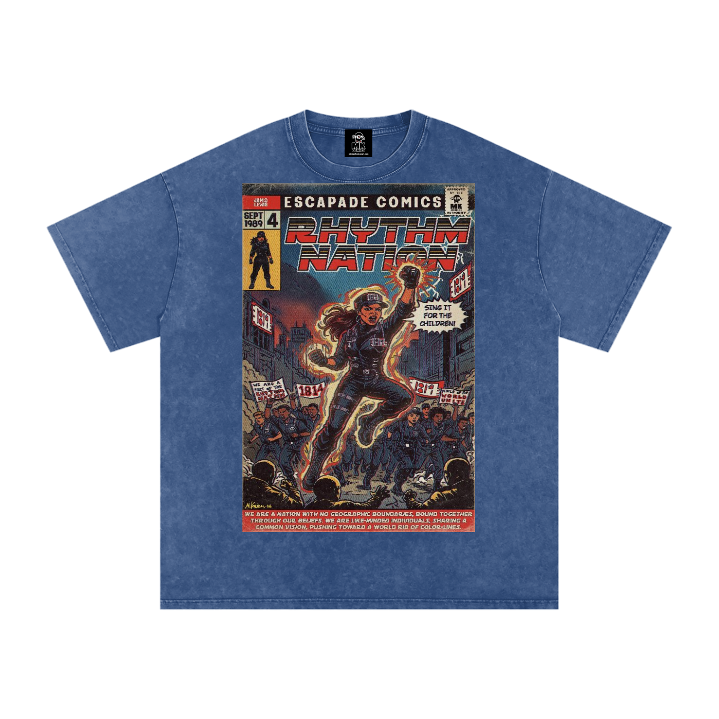 Rhythm Nation - Snow Washed Oversized Cotton T-Shirt
