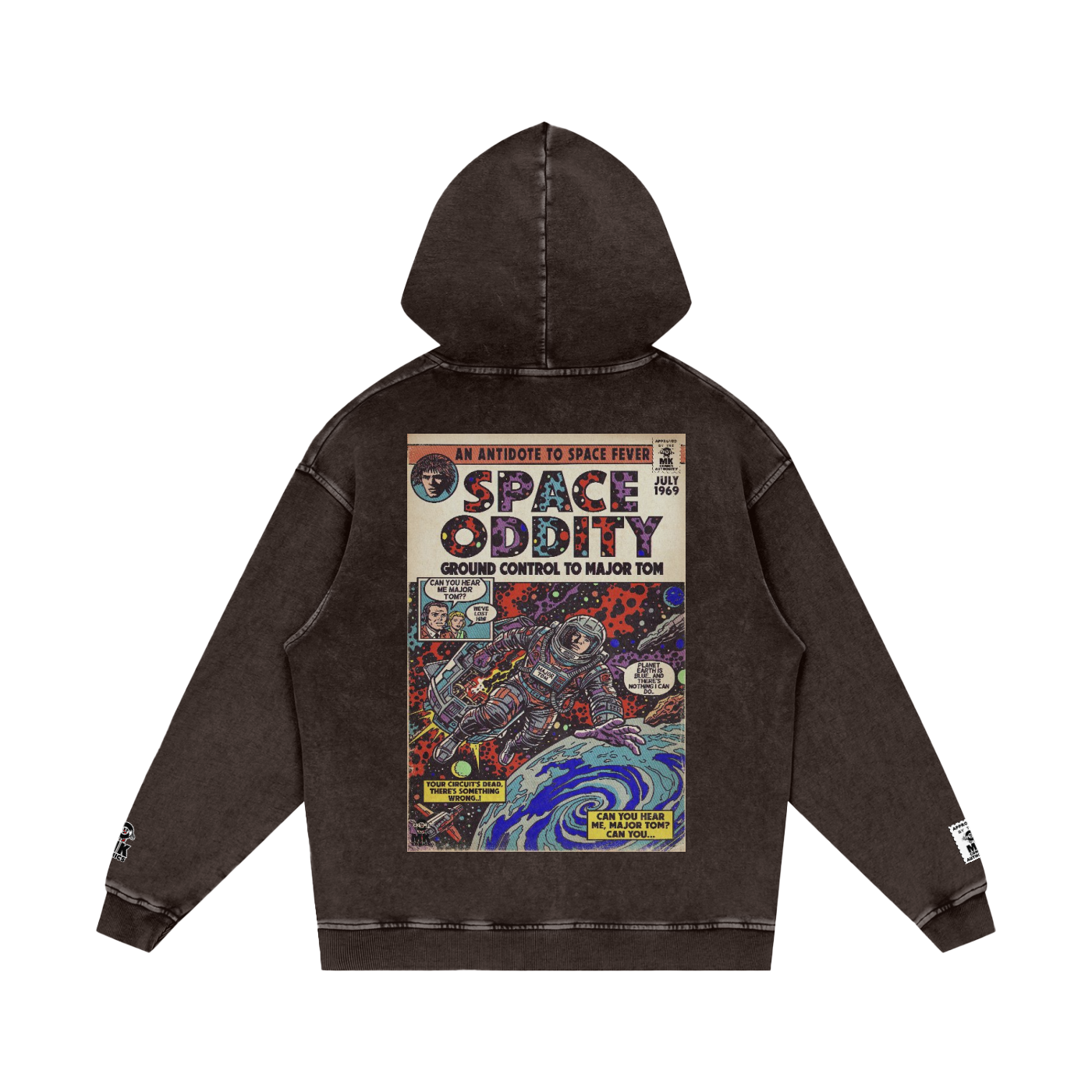 Space Oddity - Snow Washed Loose Cotton Hoodie