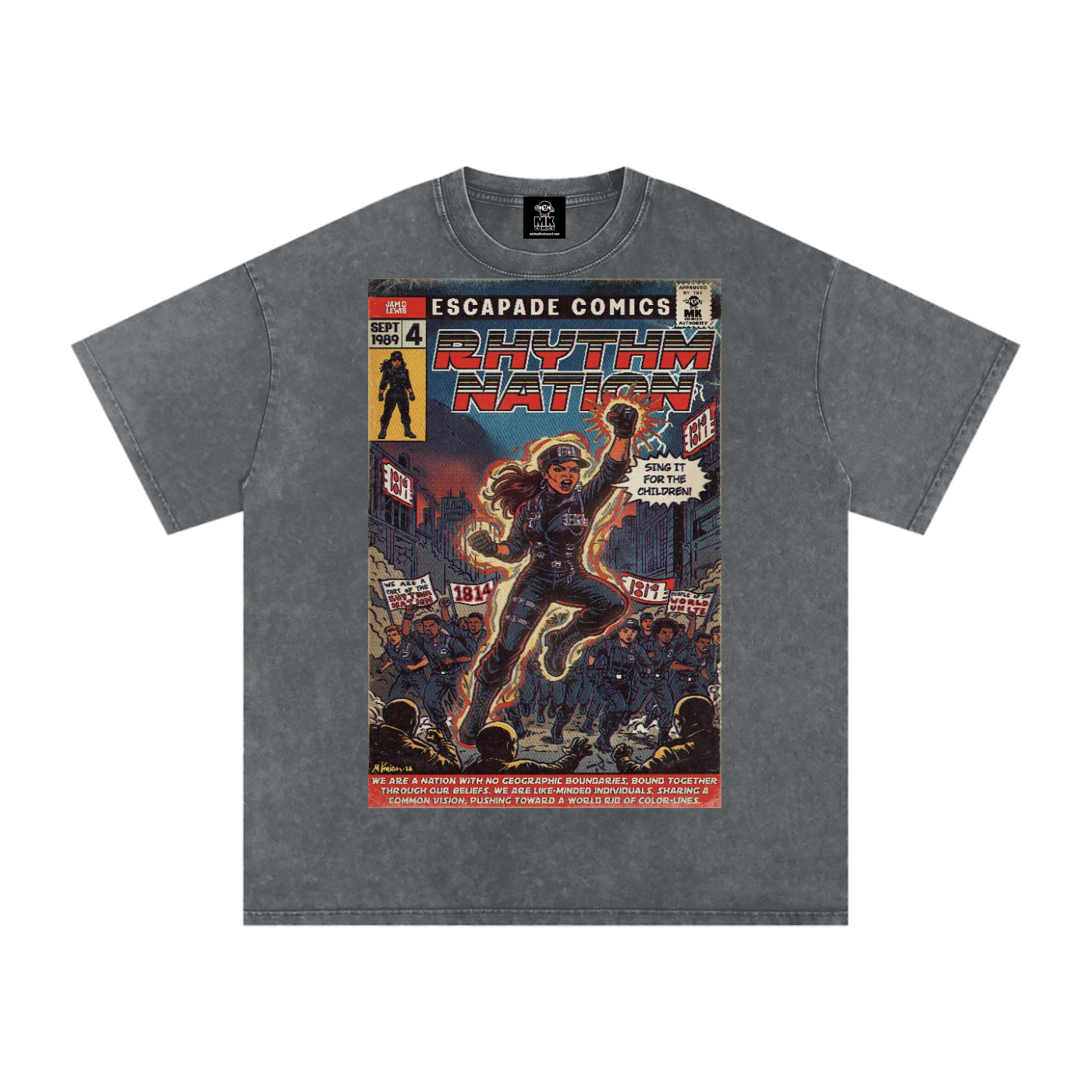 Rhythm Nation - Snow Washed Oversized Cotton T-Shirt